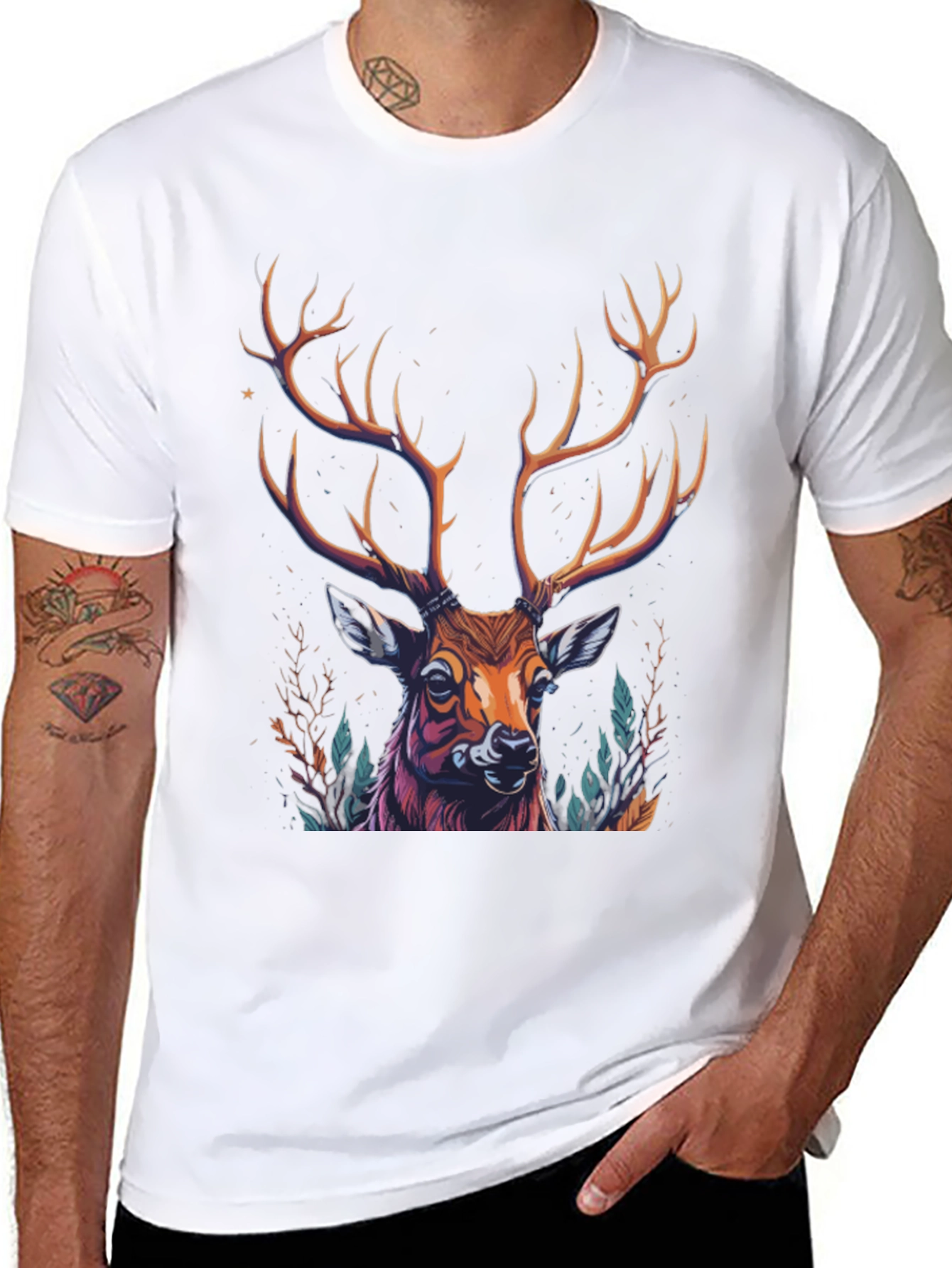 Black Majestic Deer Graphic Tee - Men's Black T-Shirt view 8