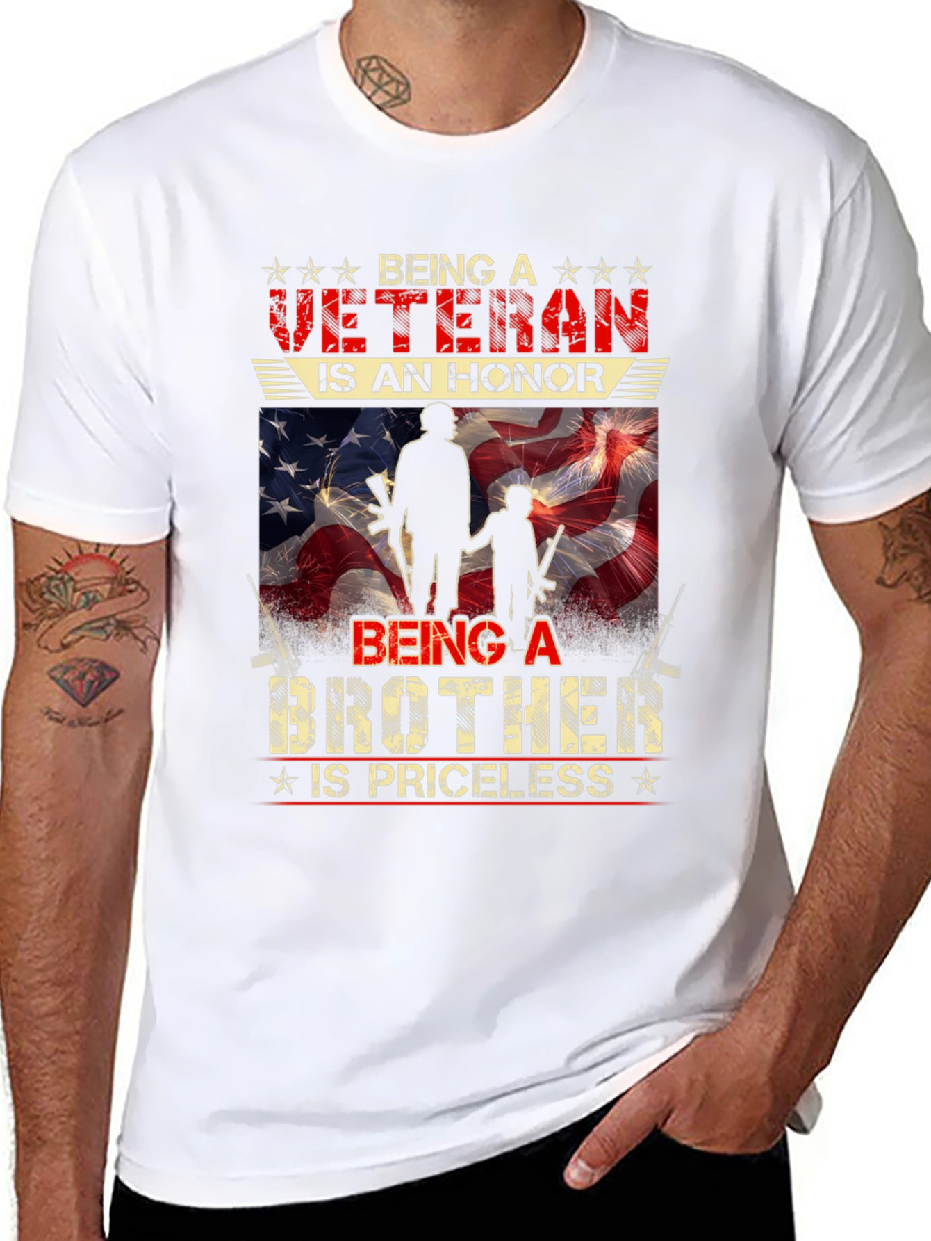 Black Veteran Brother T-Shirt - Honor Priceless Graphic Tee view 8