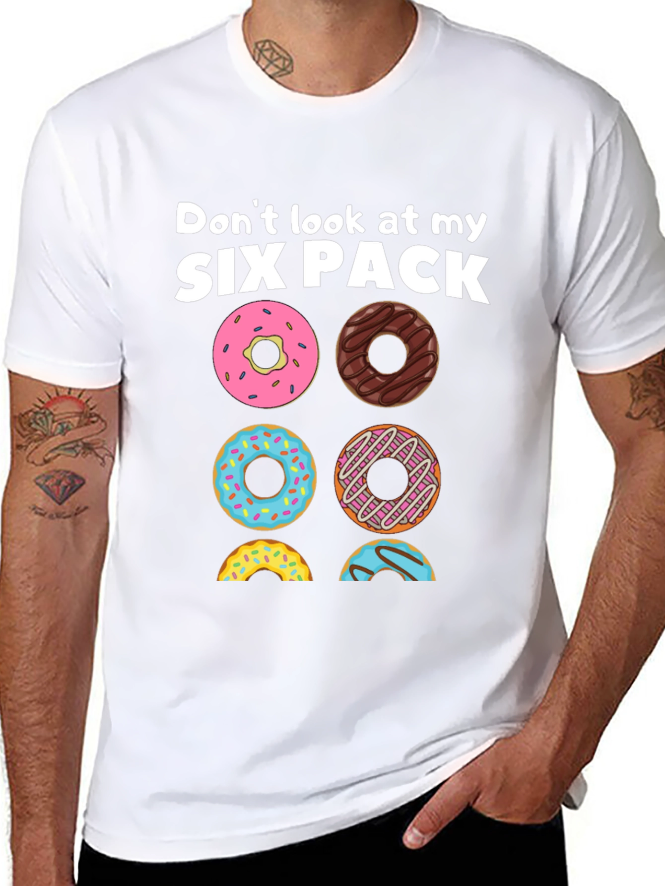 Black Six Pack Donuts Graphic Tee - Funny Foodie T-Shirt view 8