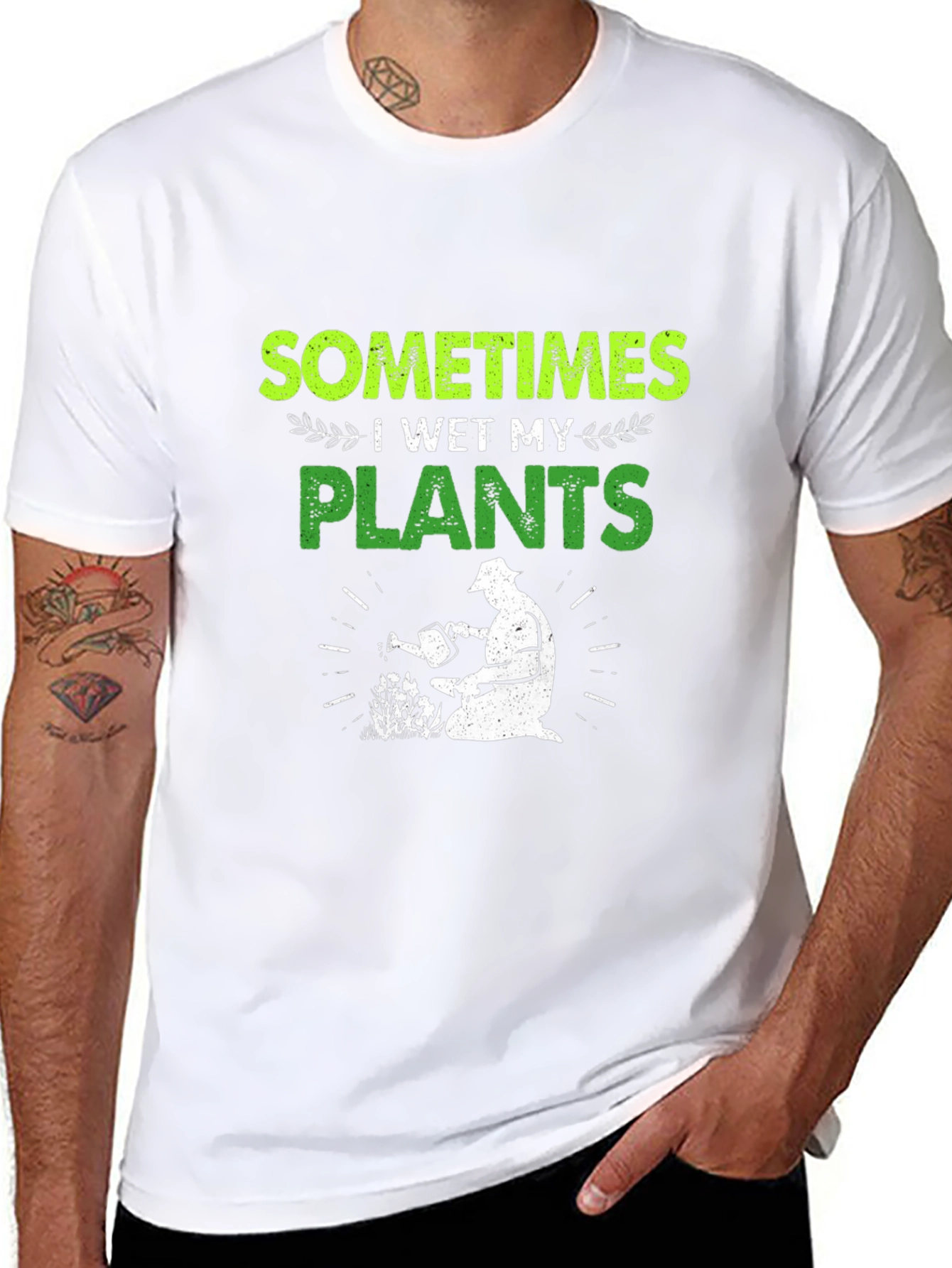 Black Funny Gardener T-Shirt - I Wet My Plants Tee view 8