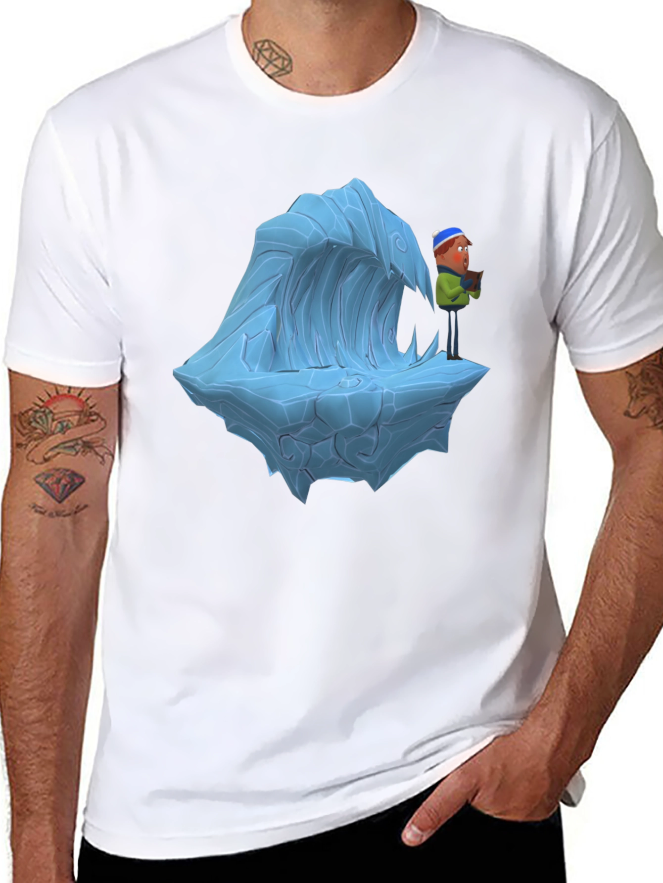 Black Cartoon Ice Wave T-Shirt view 8