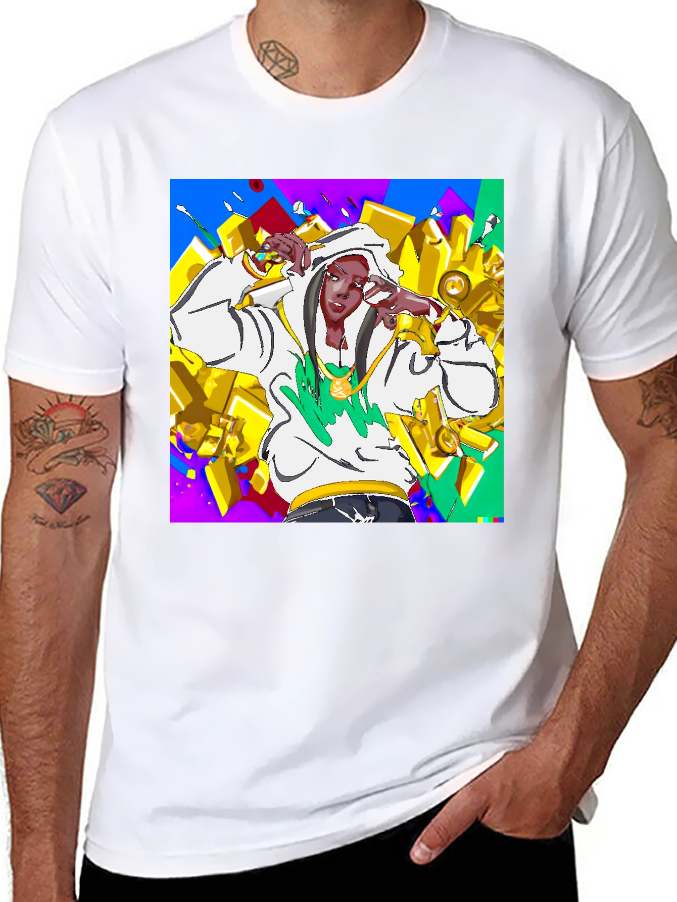 Black Urban Style Graphic Tee - Animated Character Design view 8