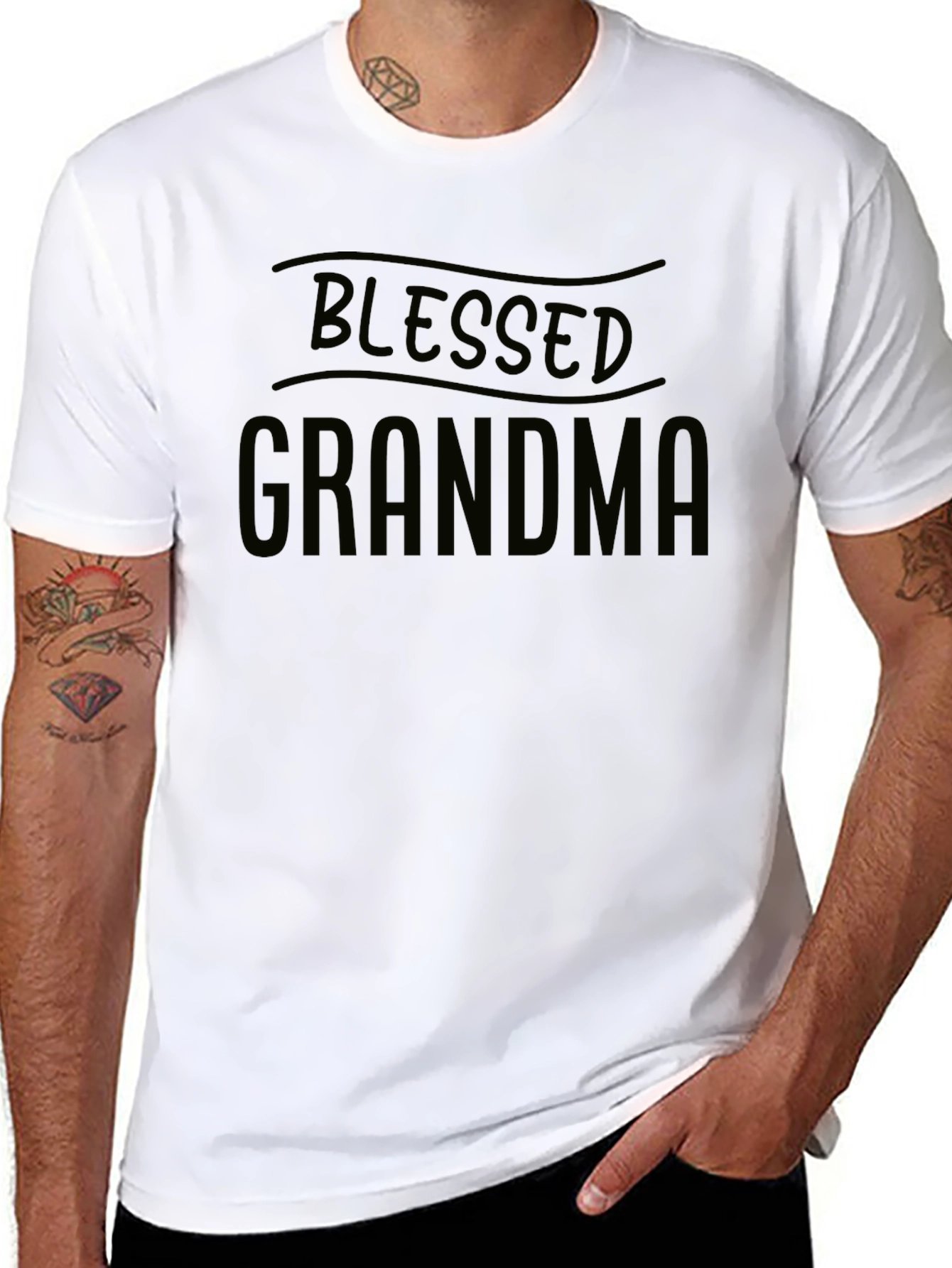 Black Blessed Grandma Black Graphic T-Shirt view 8