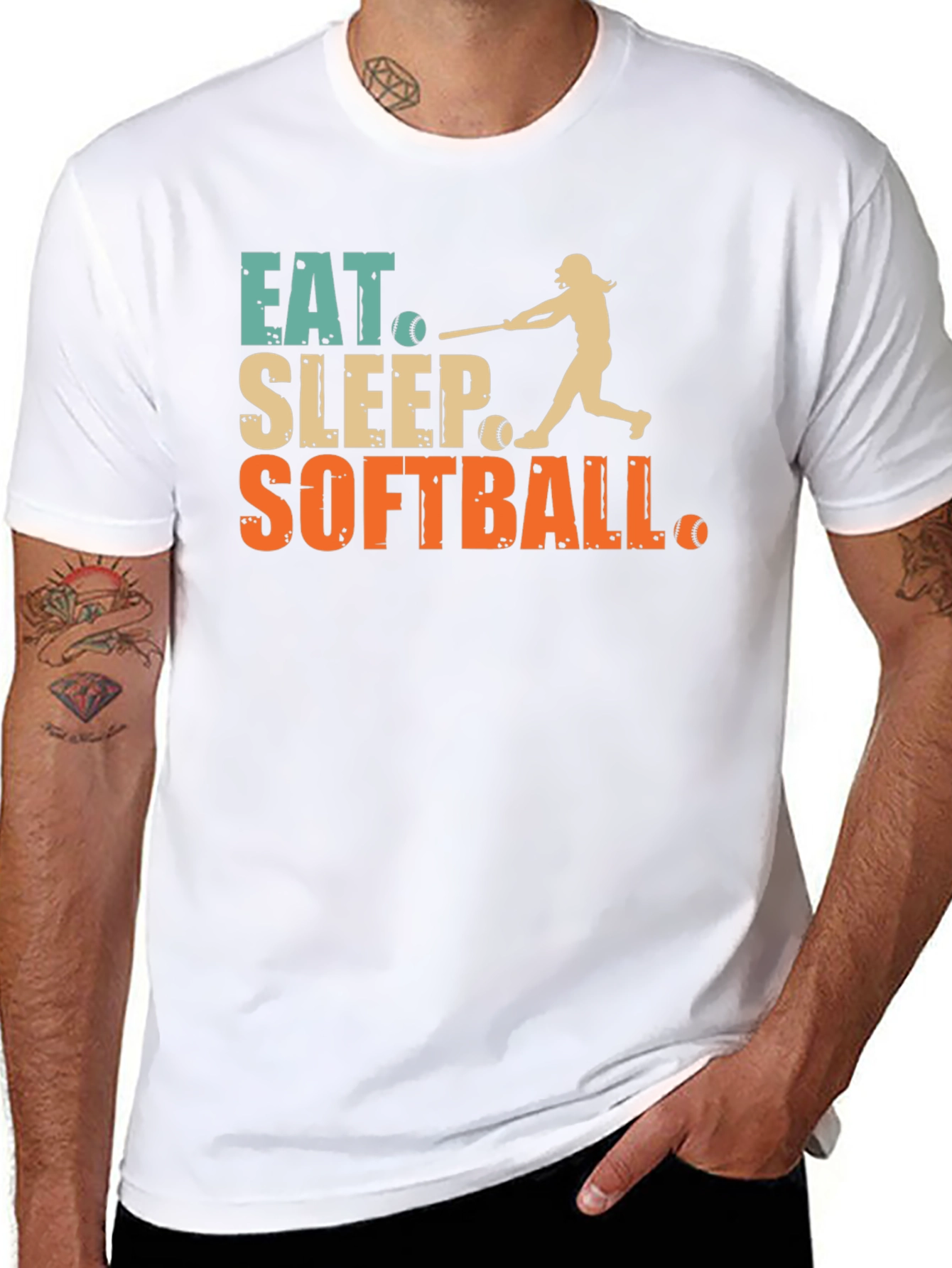 Black Eat Sleep Softball Graphic Tee view 8