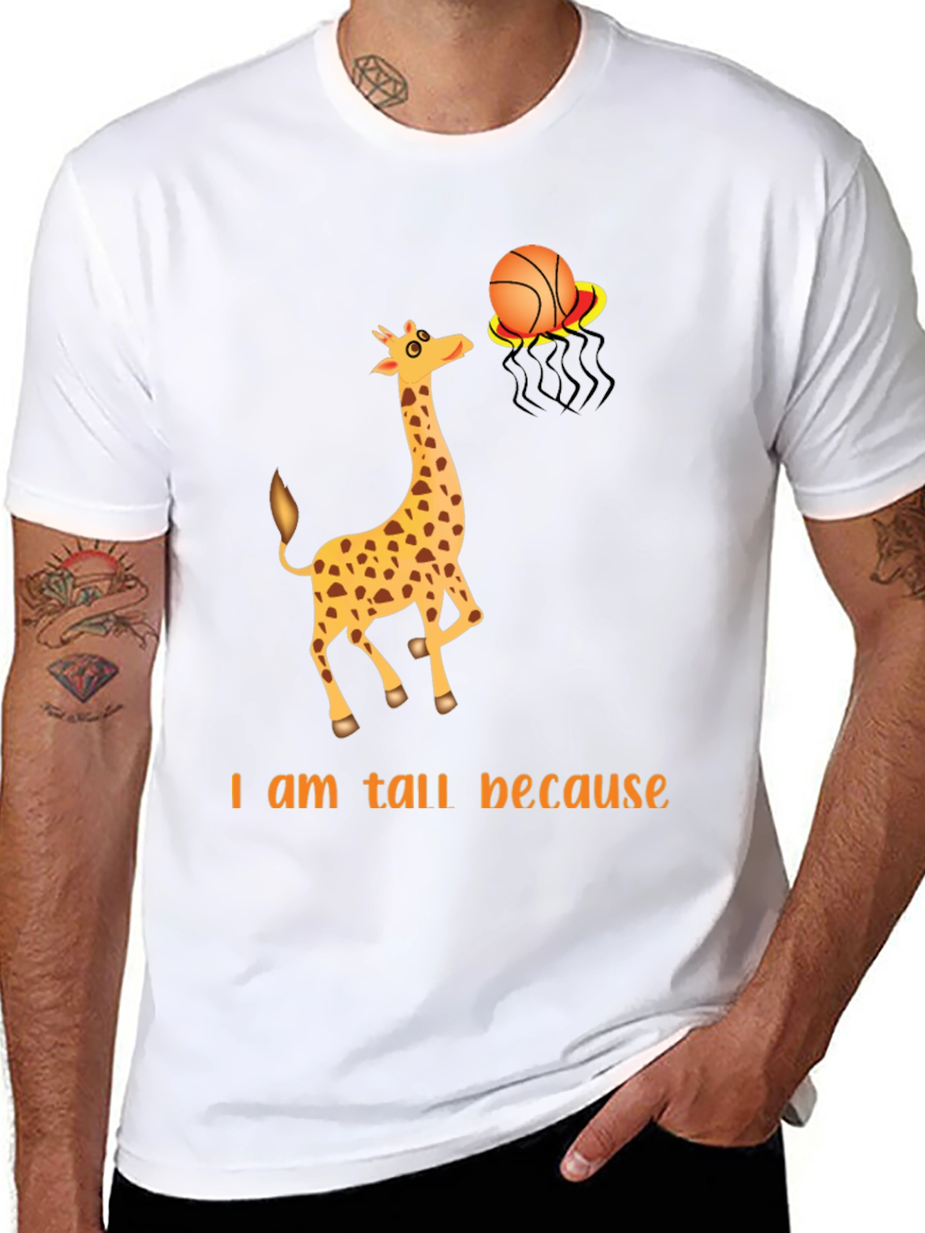 Black Tall Giraffe Basketball T-Shirt view 8