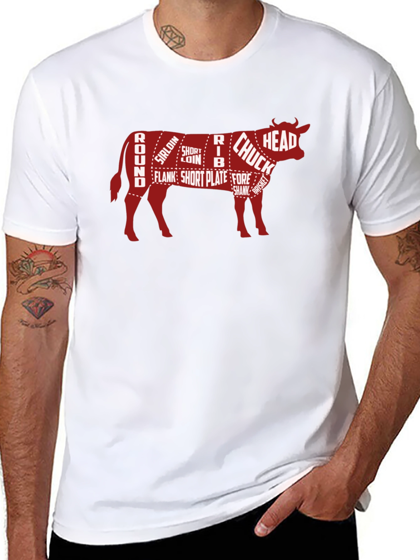 Black Beef Cuts Butcher Chart Graphic T-Shirt view 8