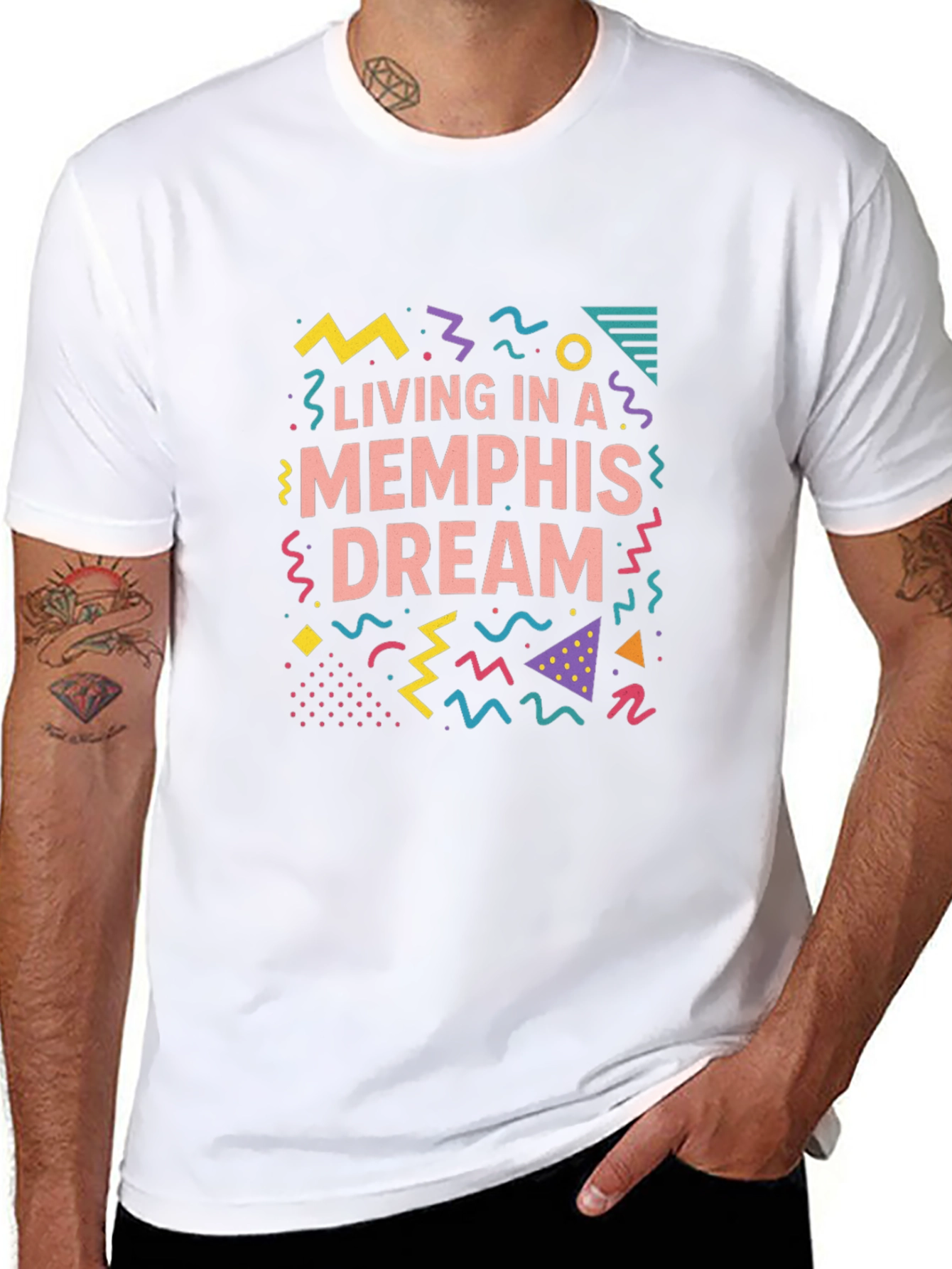 Black Living in a Memphis Dream Graphic T-Shirt view 8