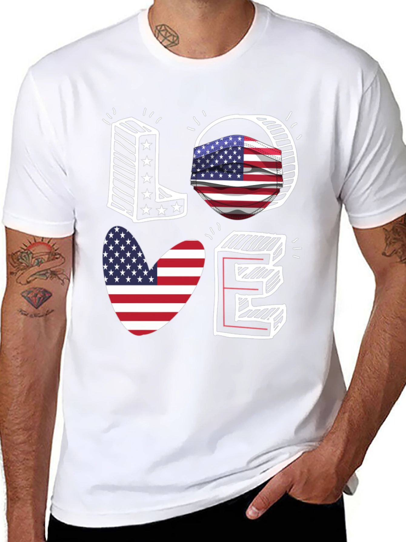 Patriotic LOVE T-Shirt: USA Flag Design - 8