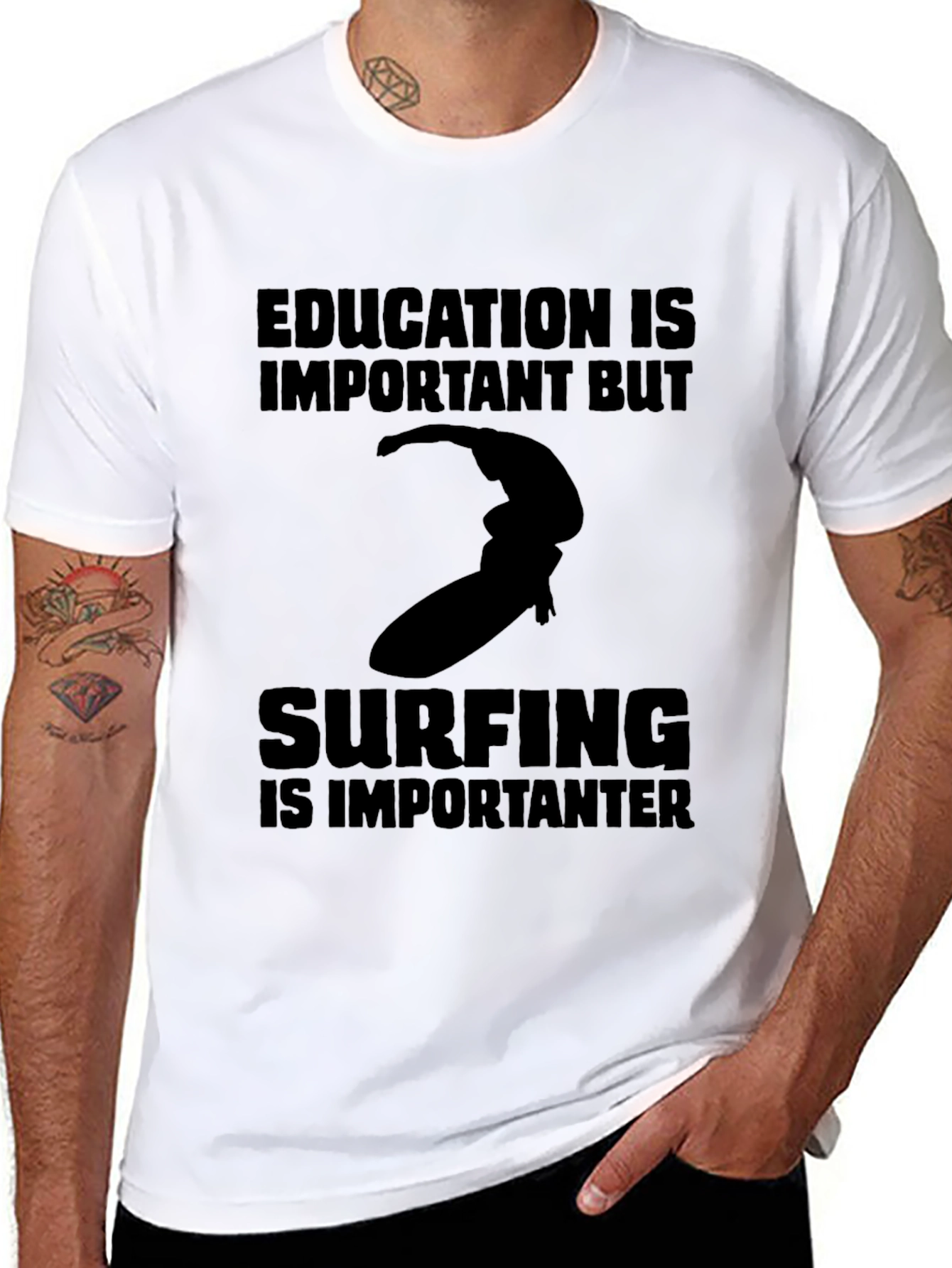 Black Surfing Is Importanter T-Shirt view 8