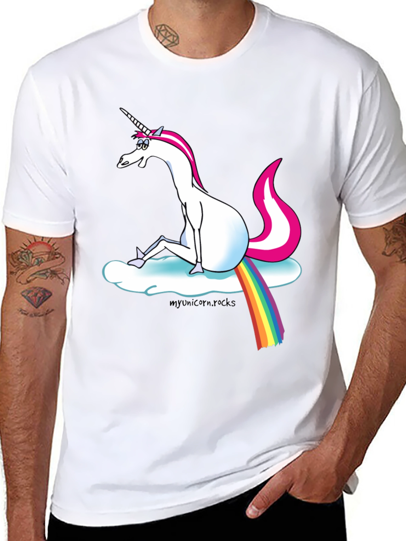 Black Unicorn Rainbow Cloud Graphic T-Shirt view 8
