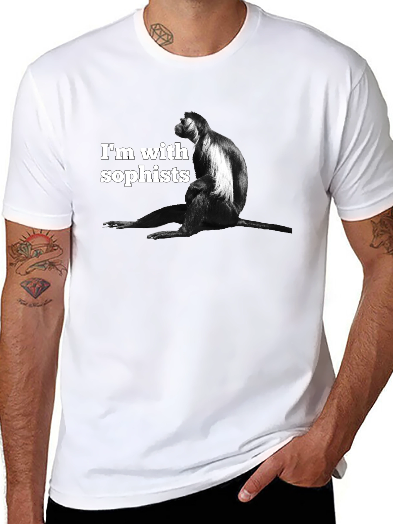 Black I'm With Sophists Black T-Shirt view 8