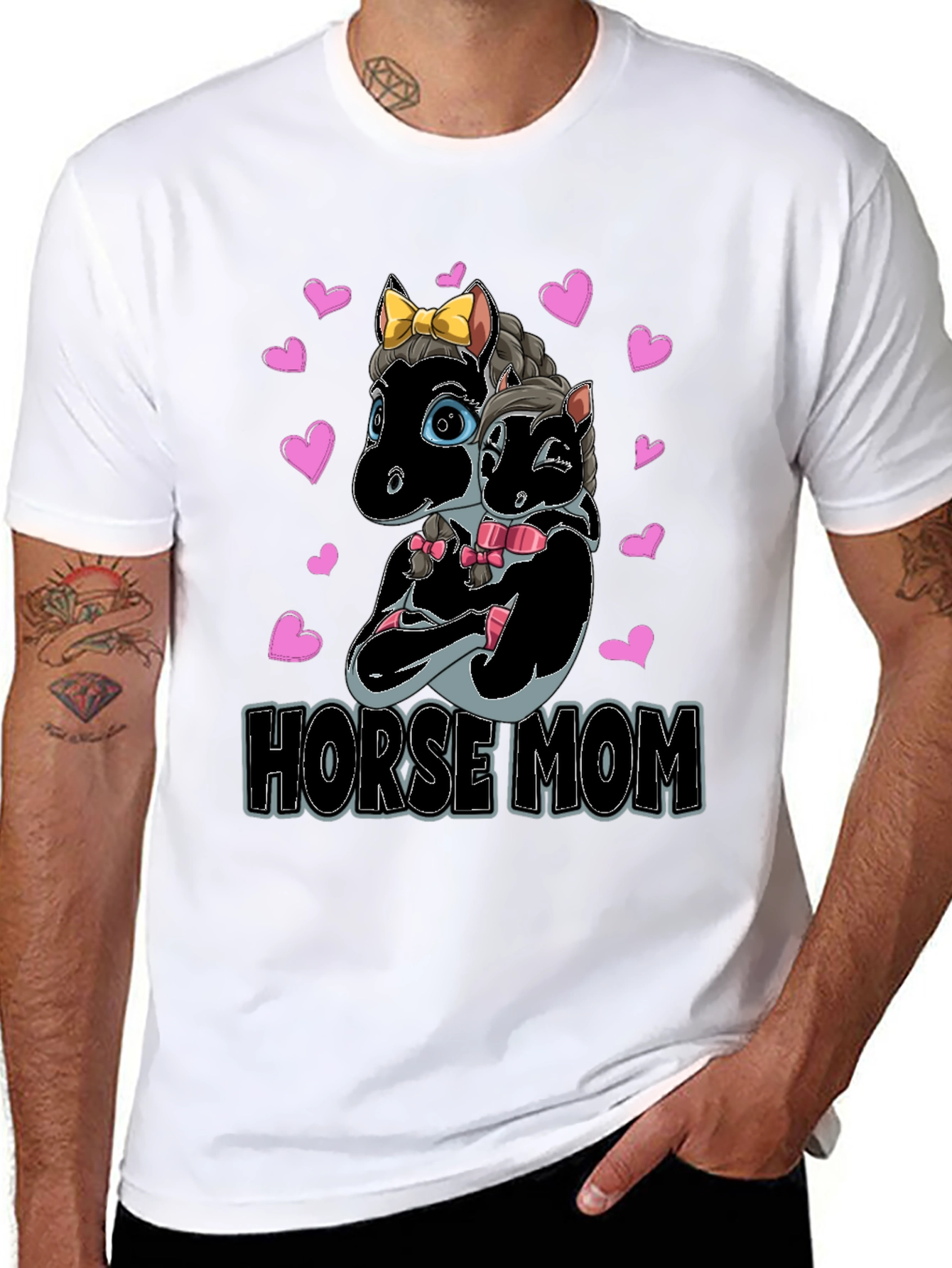 Black Horse Mom T-Shirt - Cute Horse Design view 8