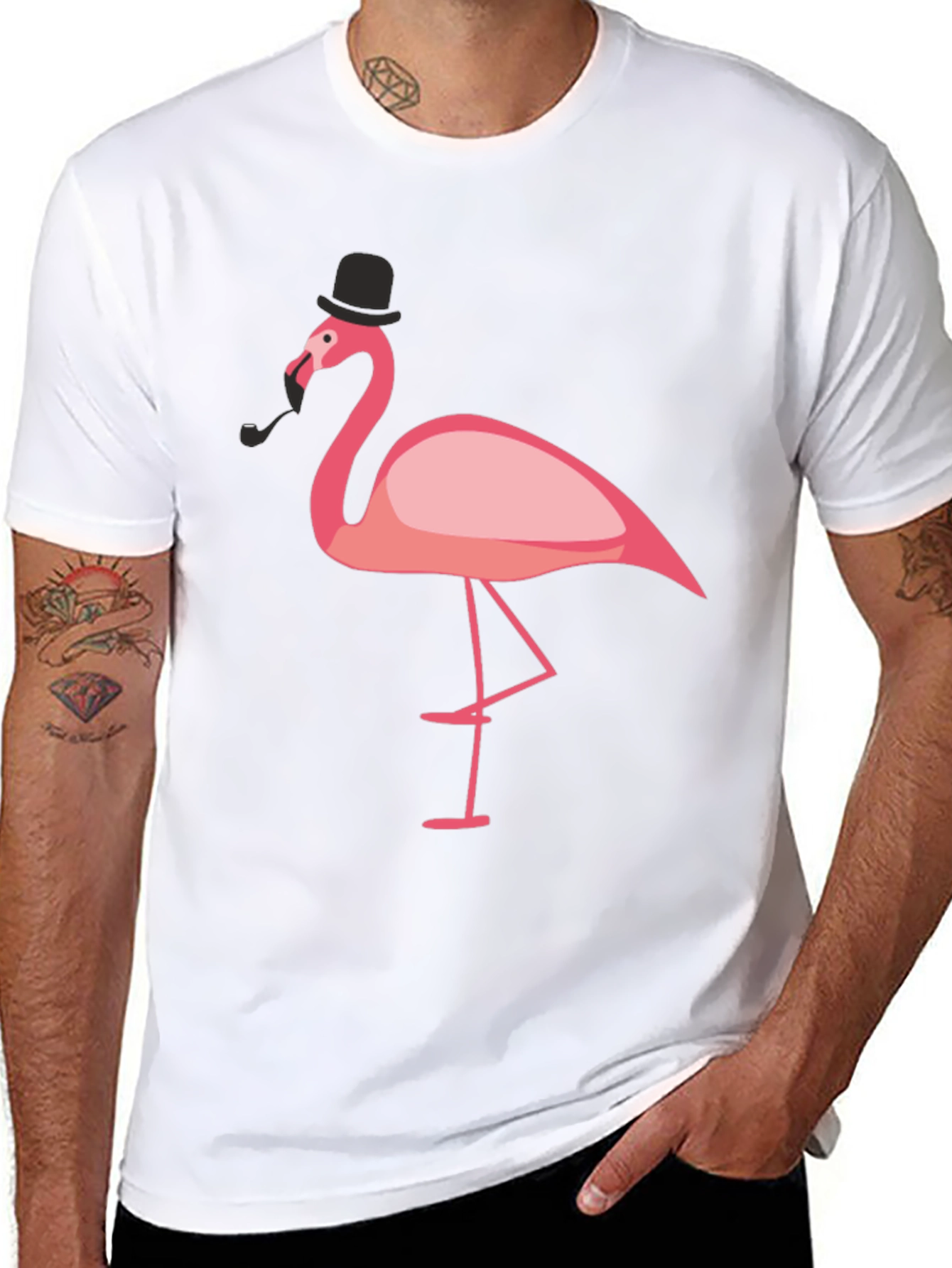 Black Stylish Flamingo Graphic Tee view 8