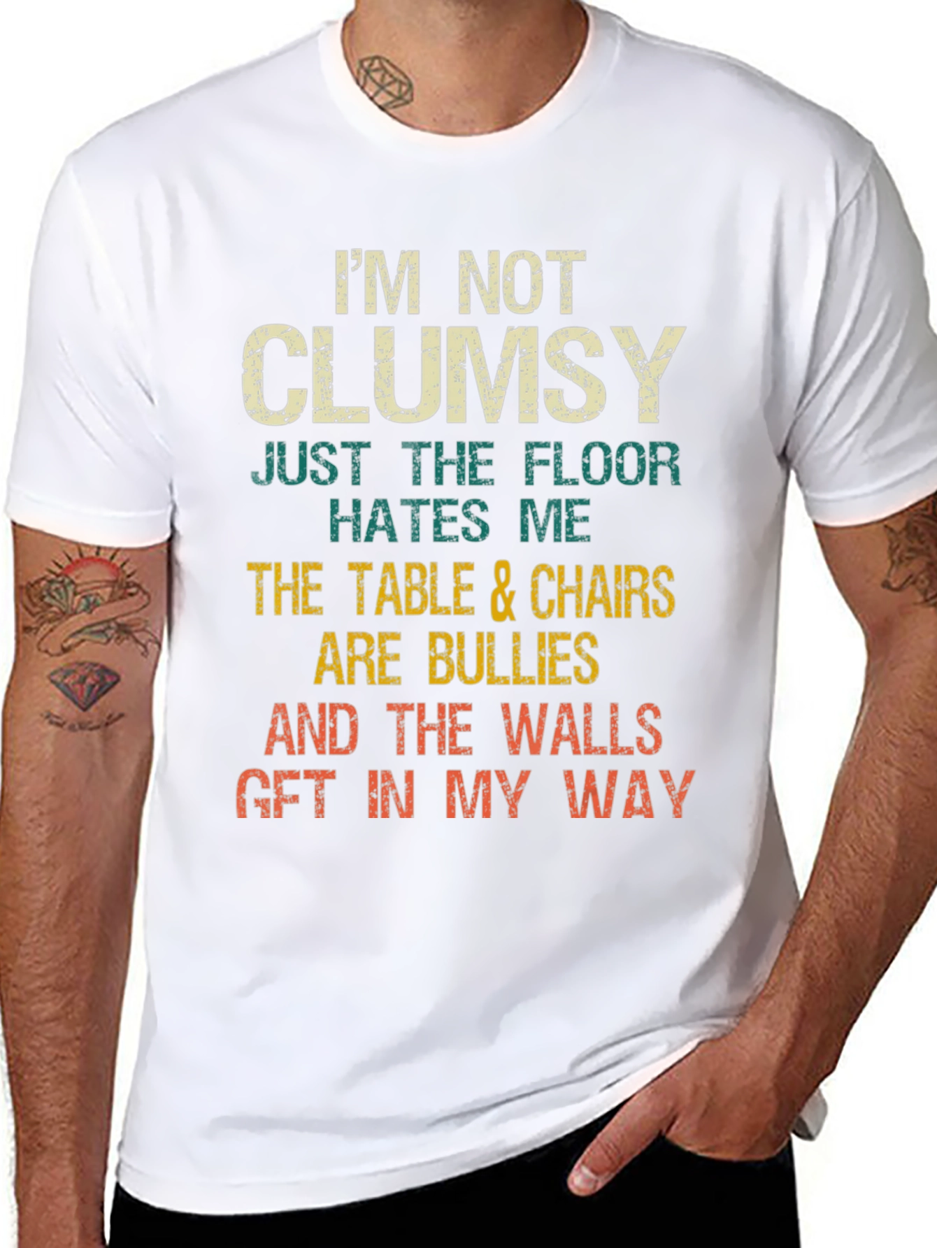 Black Funny "I'm Not Clumsy" Graphic T-Shirt view 8