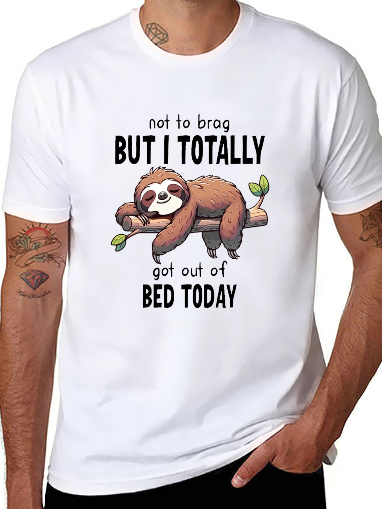 Black Sloth Got Out of Bed T-Shirt - Relaxed Fit view 8