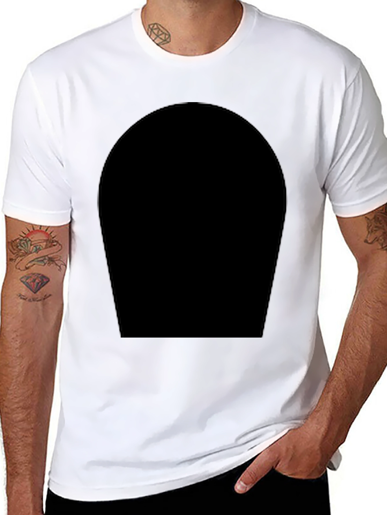Black Men's Black Crew Neck T-Shirt - Modern Style view 8
