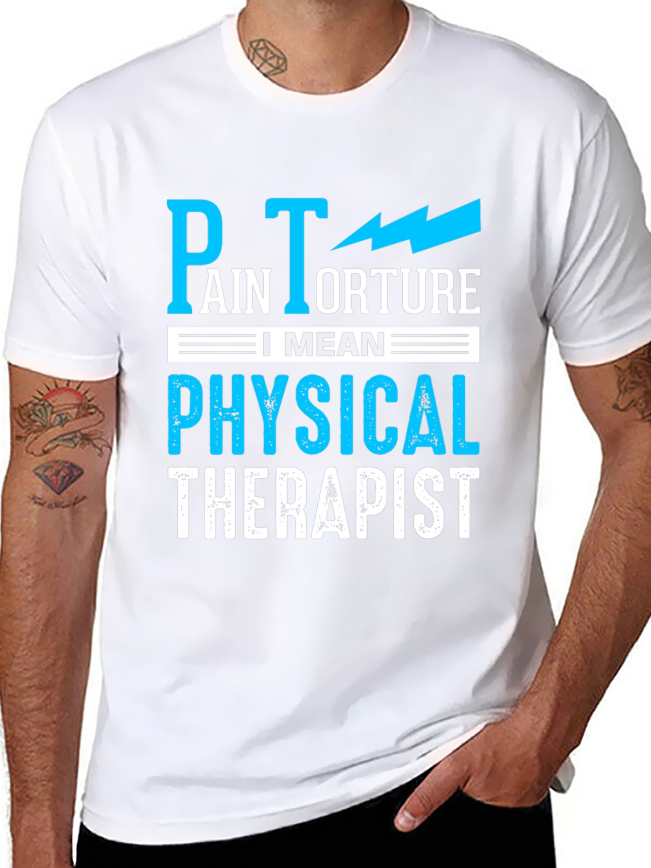 Black Pain Torture Funny Physical Therapist T-Shirt view 8