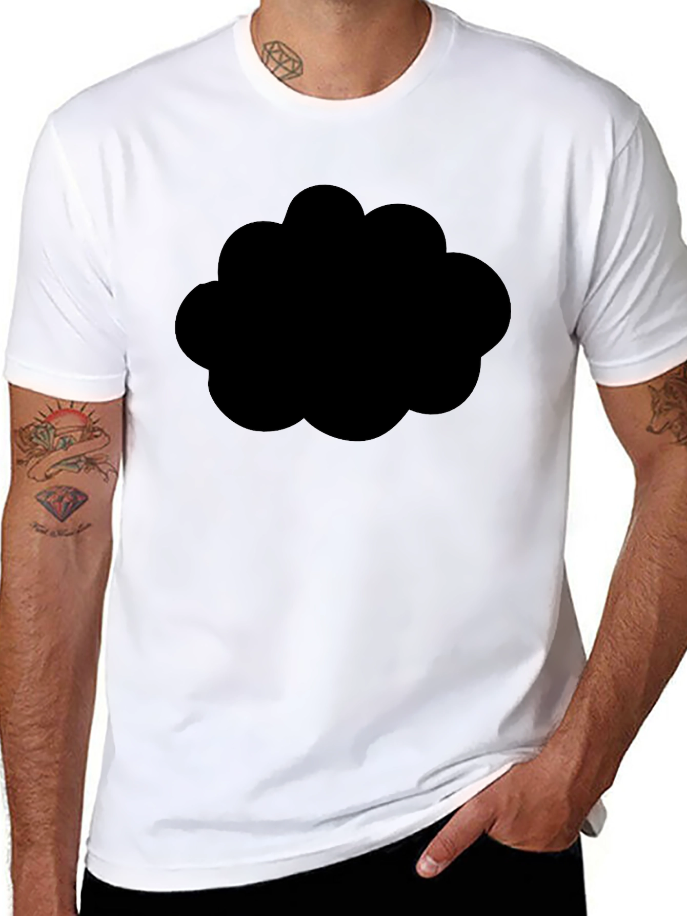Black Men's Black Graphic Tee - Cloud Design view 8