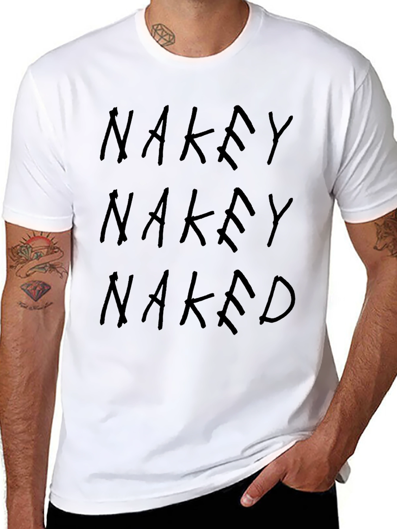 Black Nakey T-Shirt - Bold Graphic Tee view 8