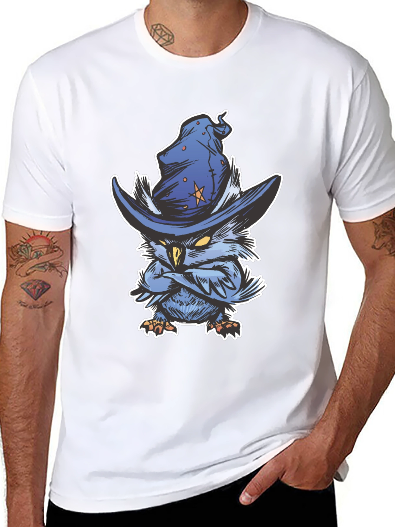 Black Wizard Owl T-Shirt - Unique Graphic Tee view 8