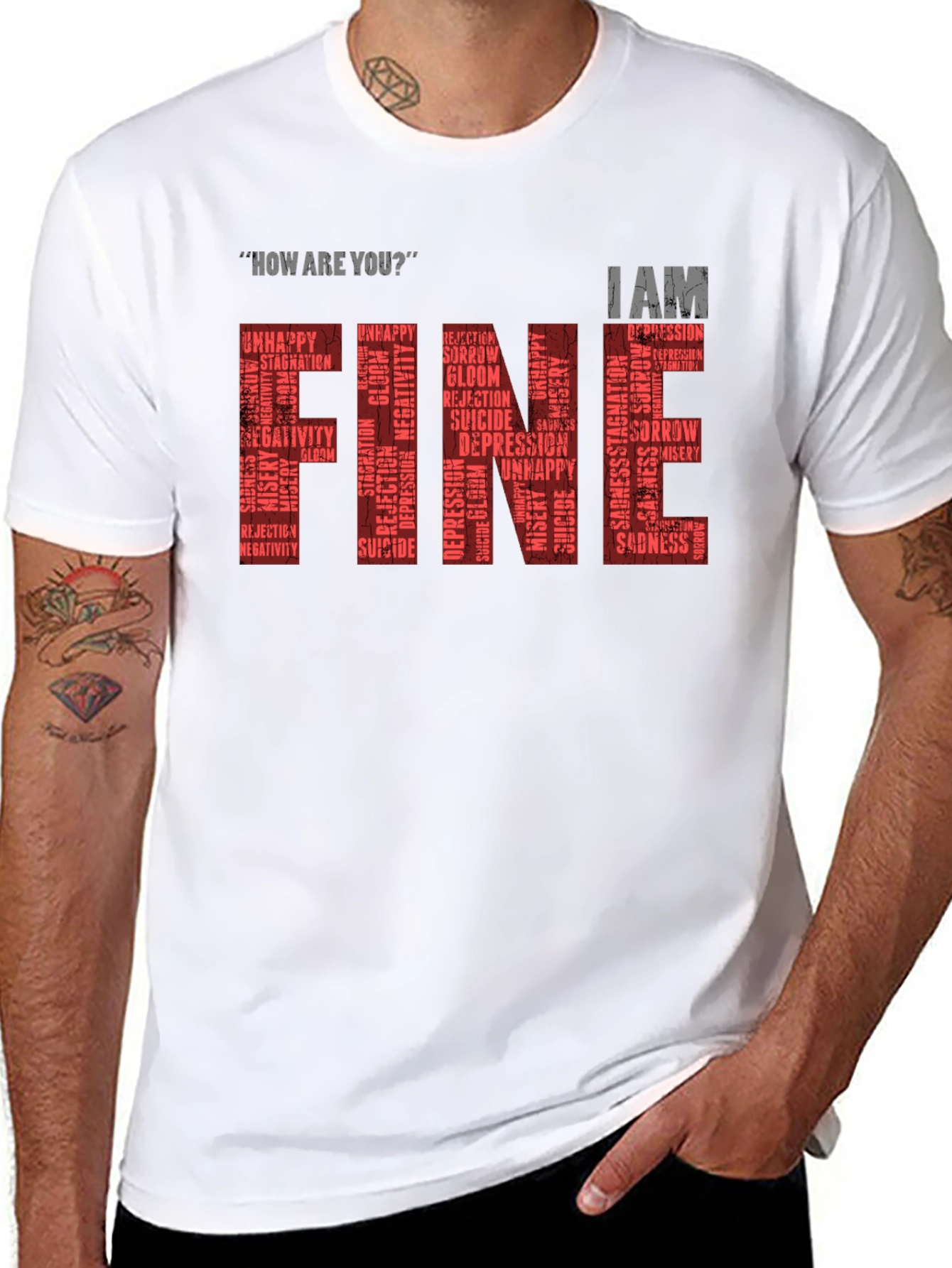 Black Fine T-Shirt: Mental Health Awareness Graphic Tee view 8