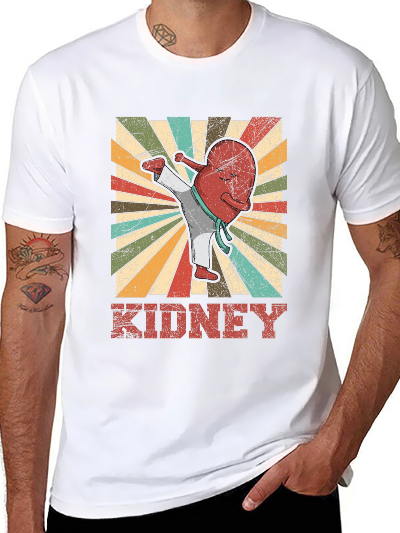Black Karate Kidney T-Shirt - Funny Anatomy Tee view 8