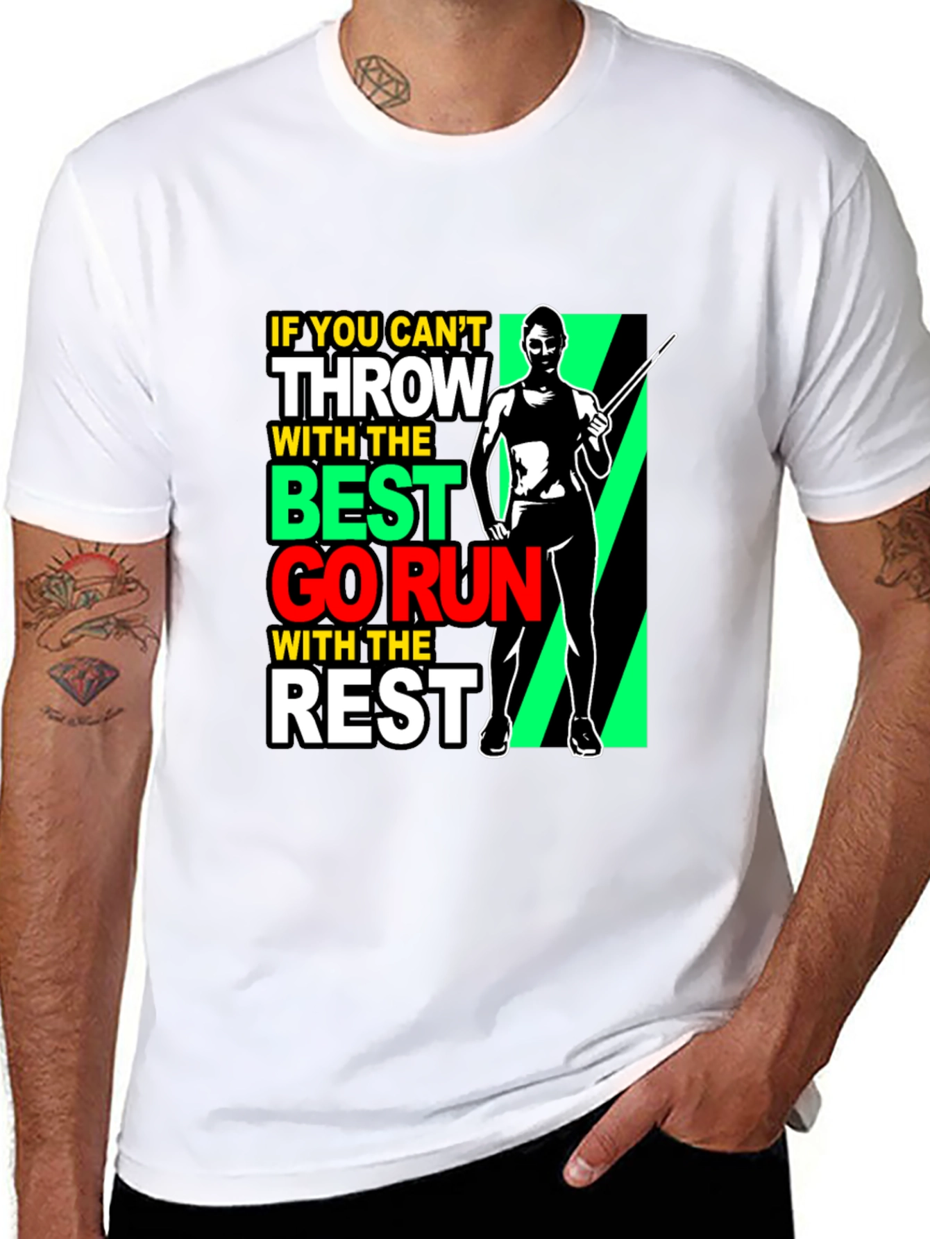Black Thrower Graphic Tee - If You Can't Throw Go Run! view 8