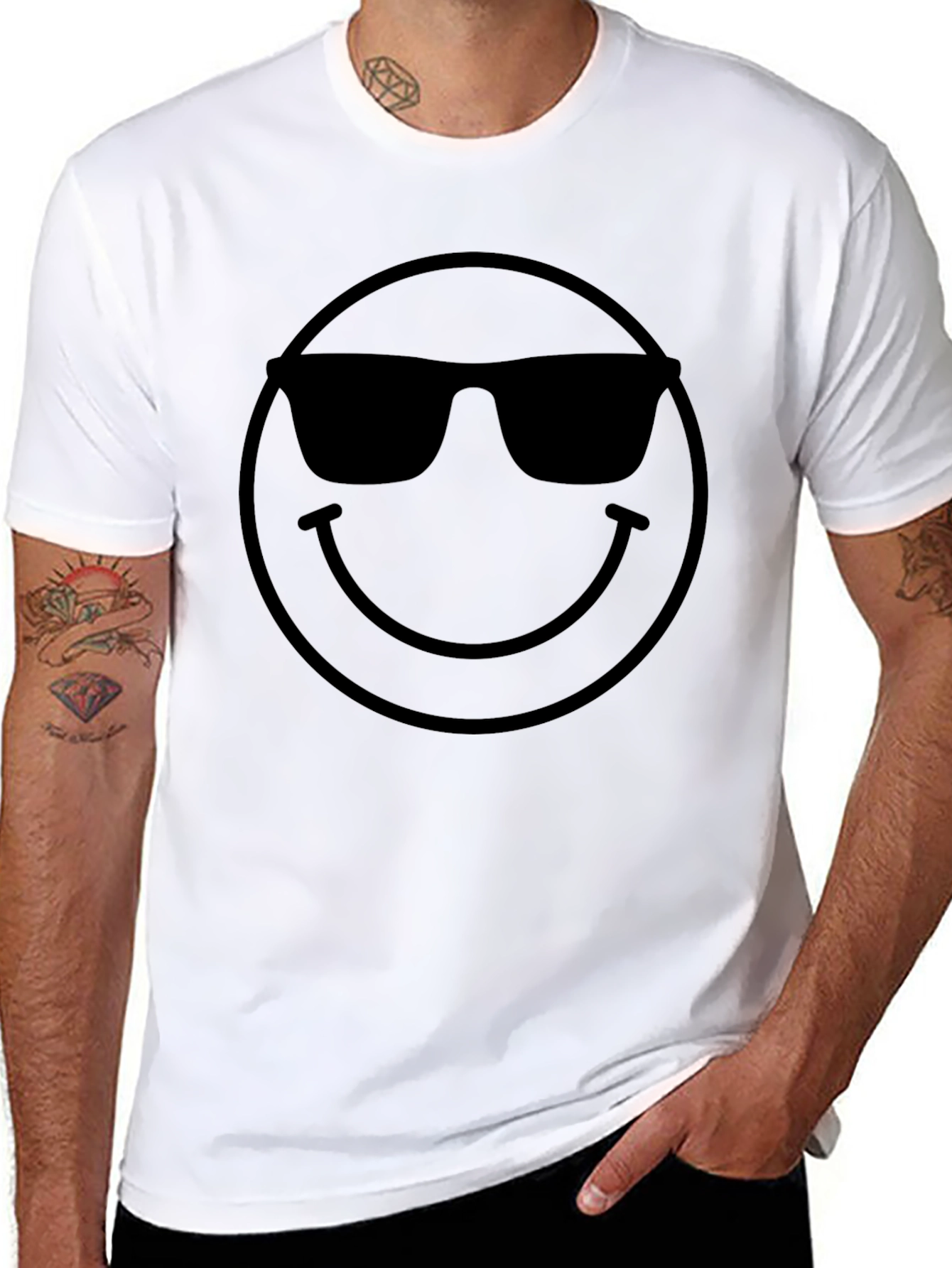Black Cool Smiley Face Black T-Shirt view 8