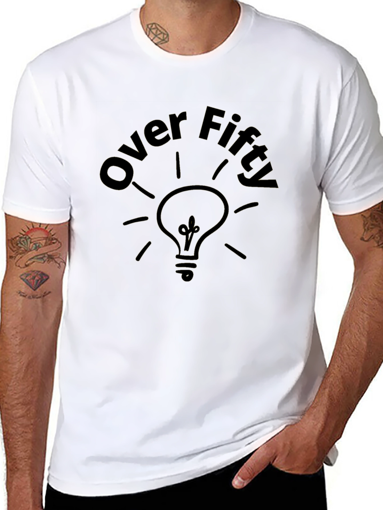 Black Over Fifty Lightbulb Graphic T-Shirt view 8
