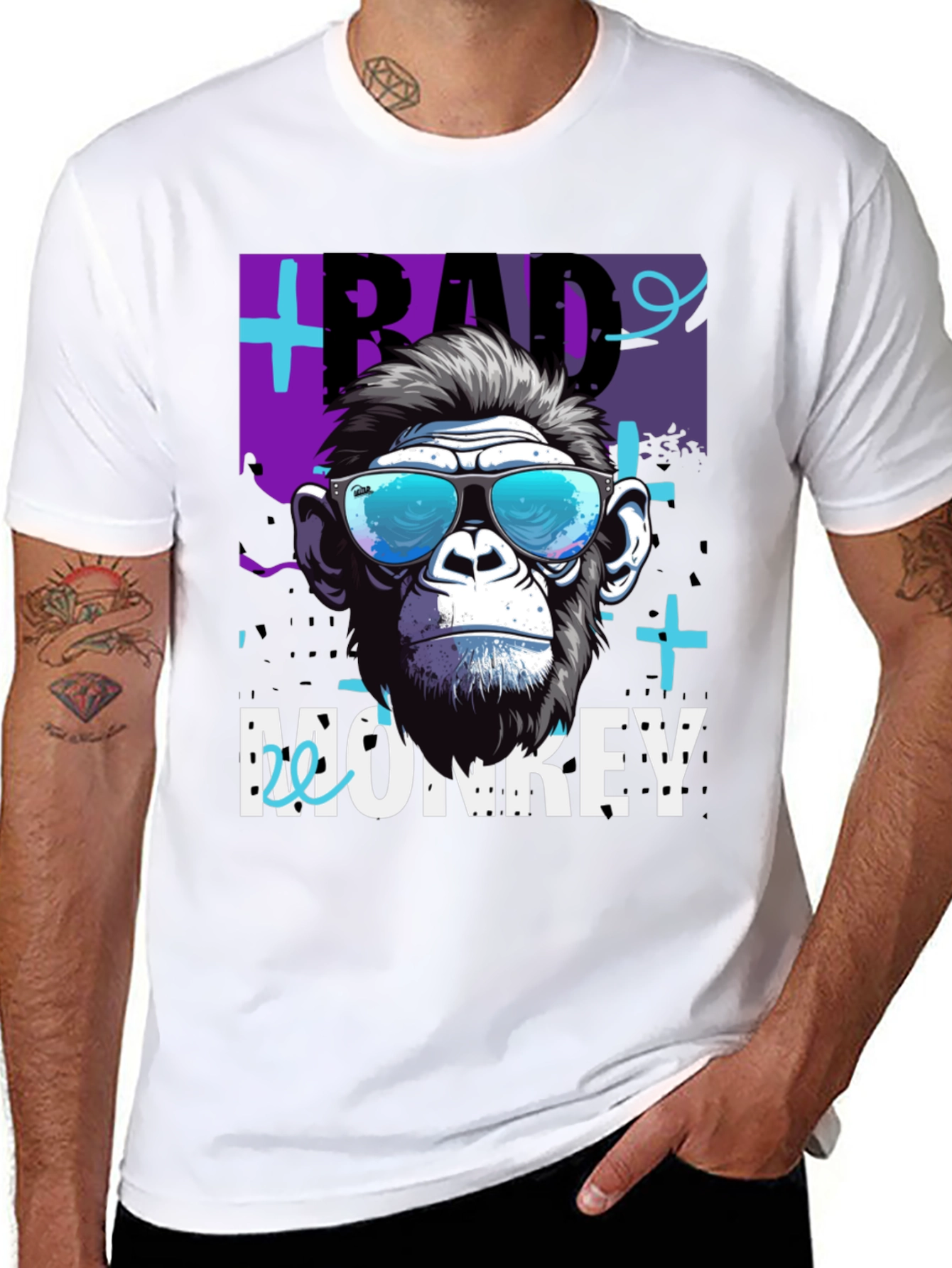 Black Bad Monkey Graphic T-Shirt - Cool Ape Design view 8