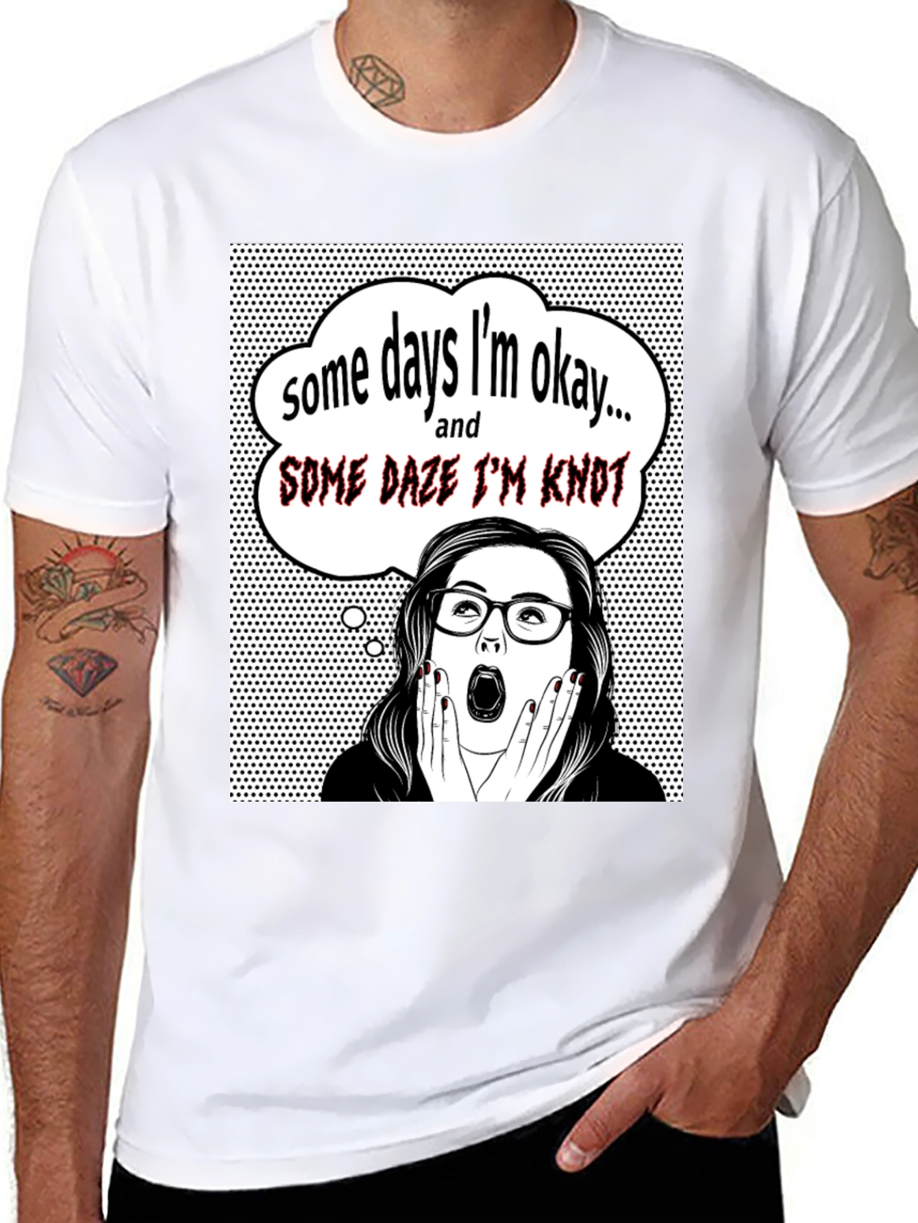 Black Funny "Some Days I'm Okay" Graphic Tee view 8