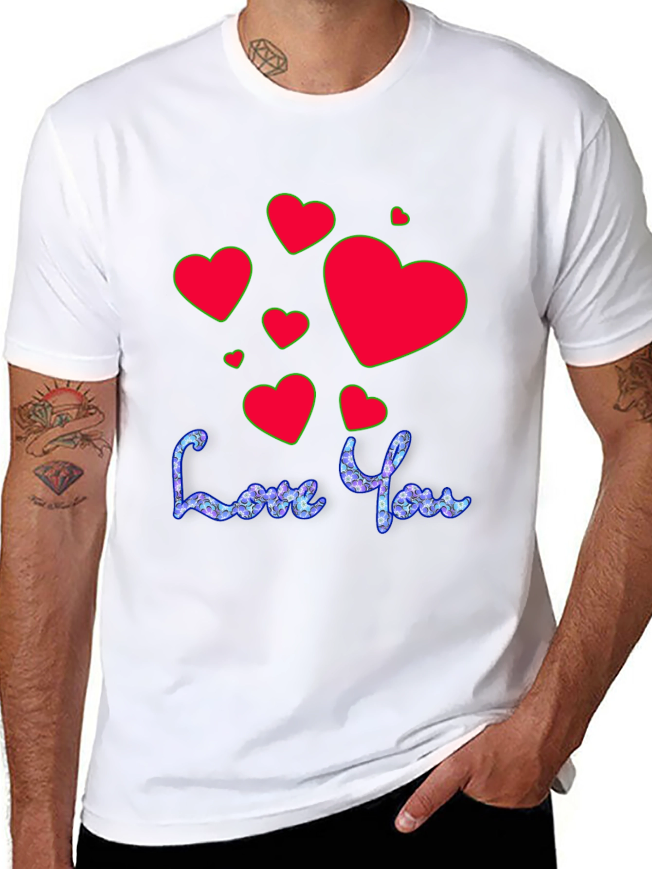Black Love You T-Shirt - Red Heart Valentine's Day Tee view 8