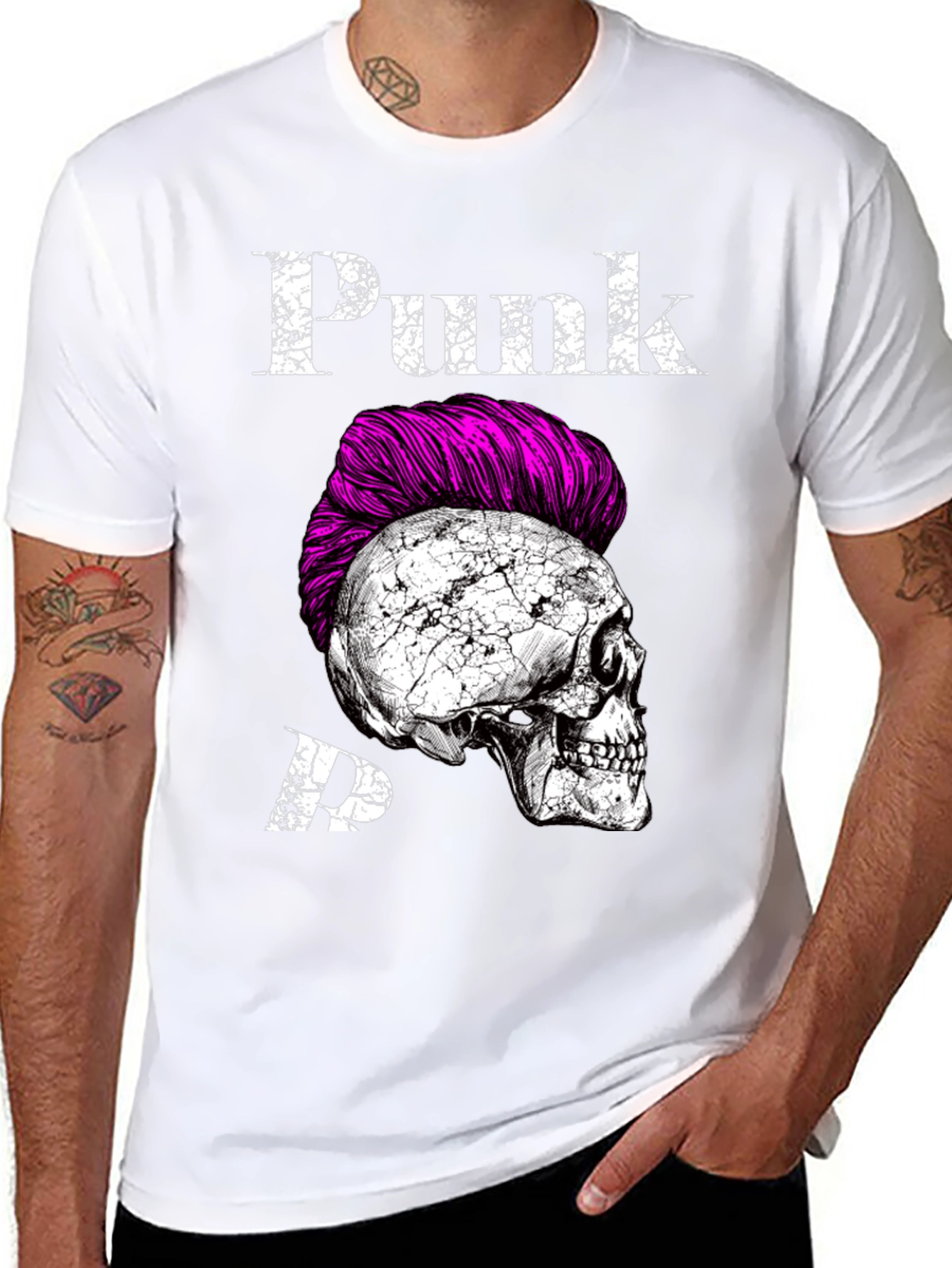 Black Punk Skull Graphic Tee - Edgy Fashion Statement view 8