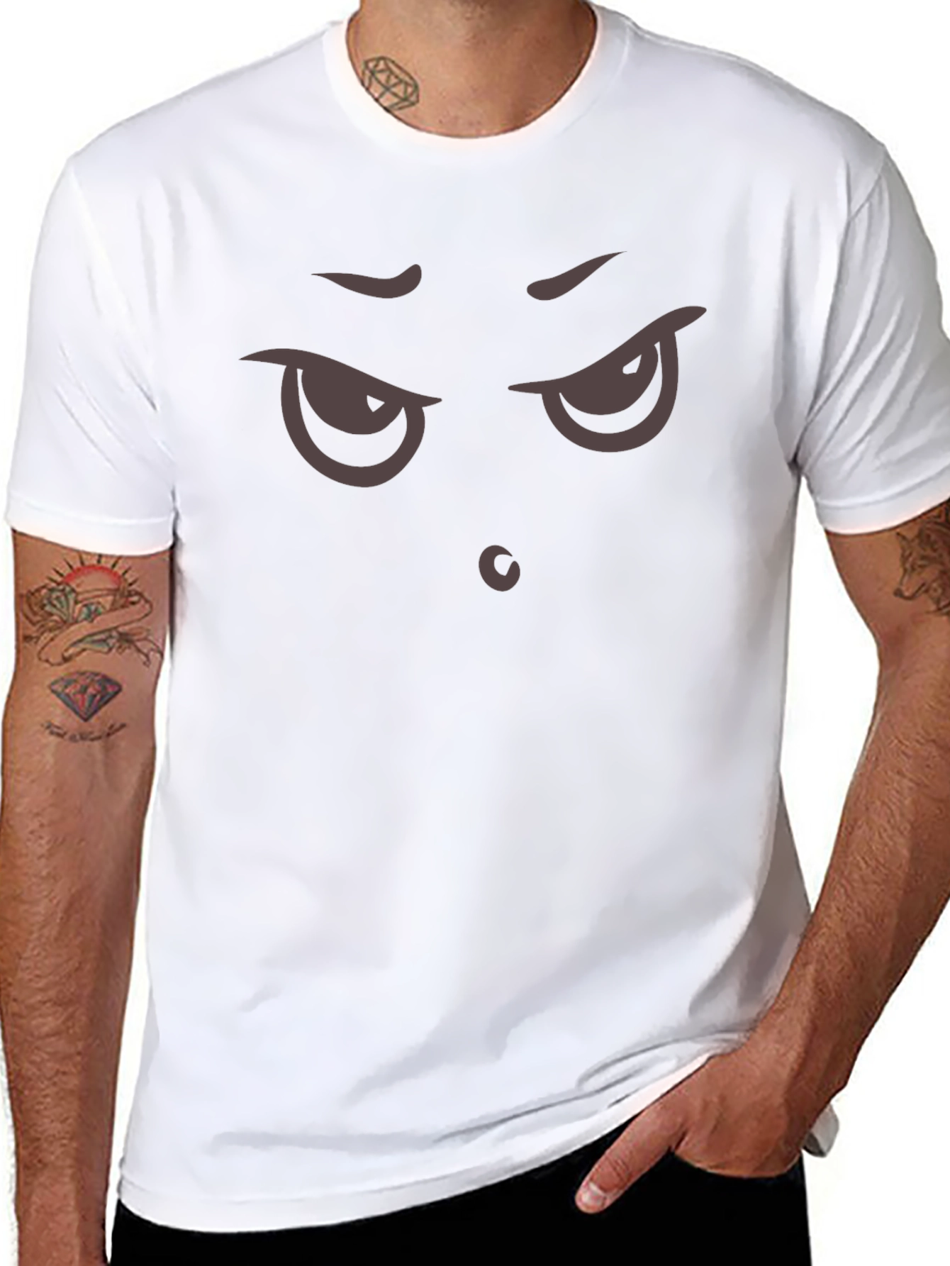 Black Grumpy Face T-Shirt - Express Your Mood! view 8
