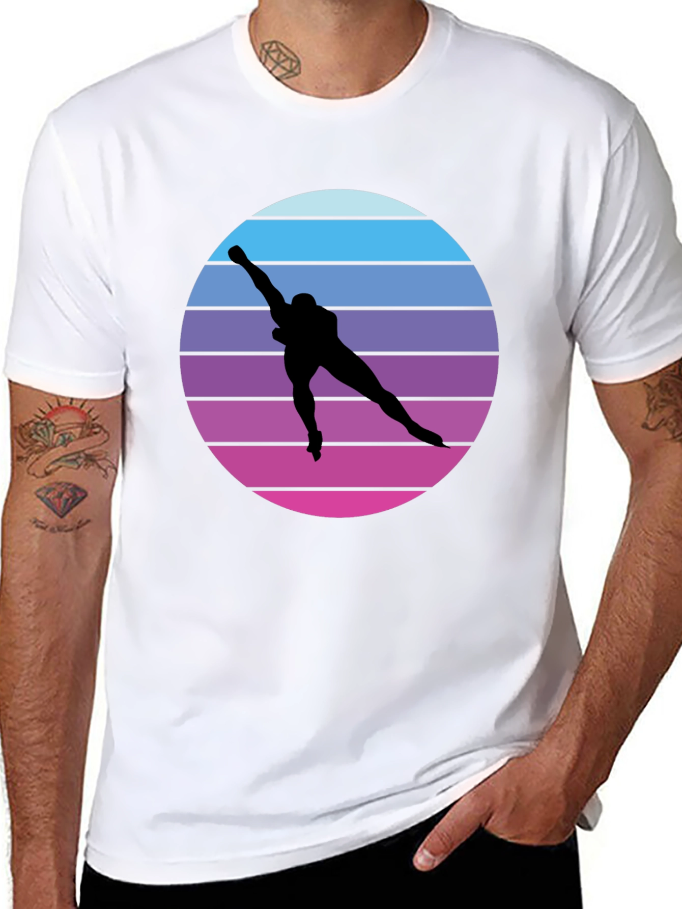 Black Retro Speed Skater Graphic Tee view 8