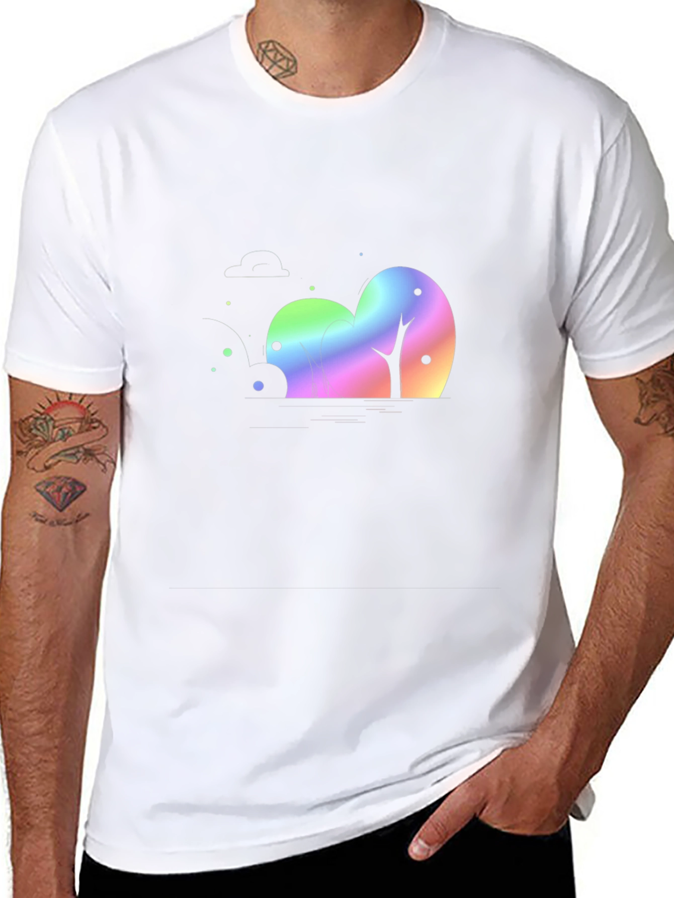 Black Rainbow Trees Black T-Shirt view 8