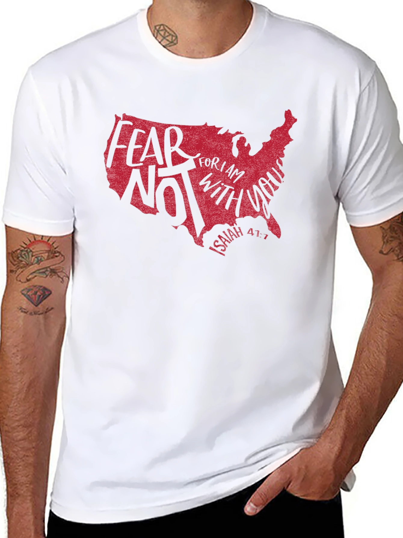 Black Fear Not Isaiah 41:1 T-Shirt - USA Map Graphic view 8