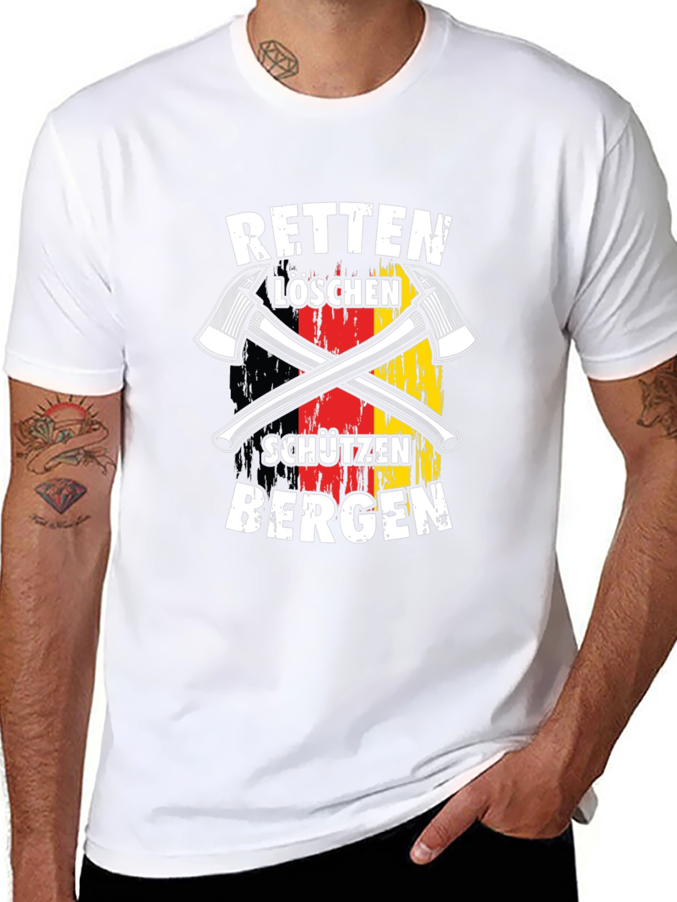 Black German Firefighter T-Shirt - Rescue & Protect view 8
