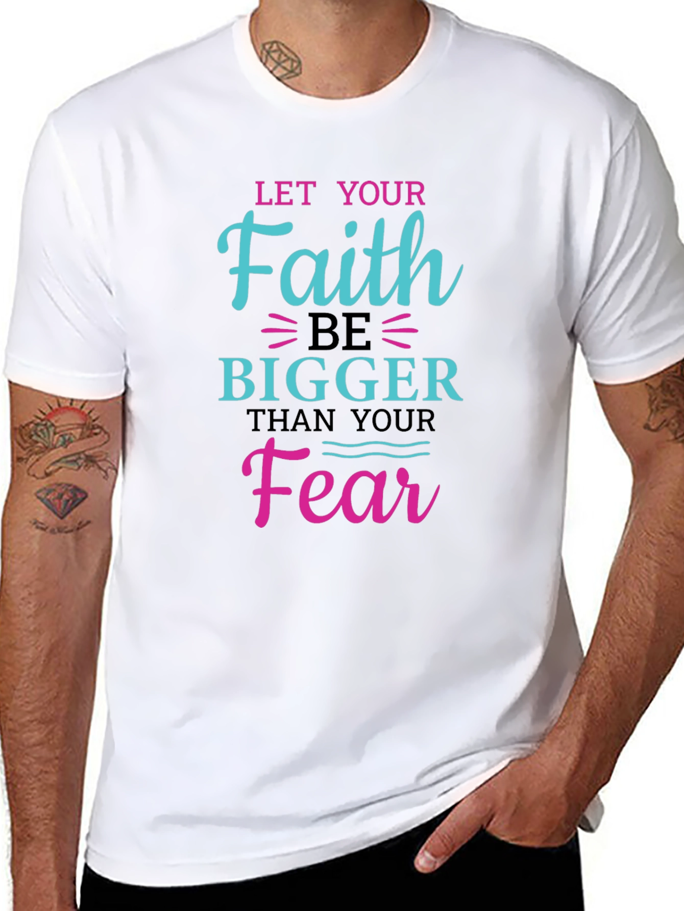 Black Faith Over Fear Graphic Tee - Inspiring Christian Shirt view 8