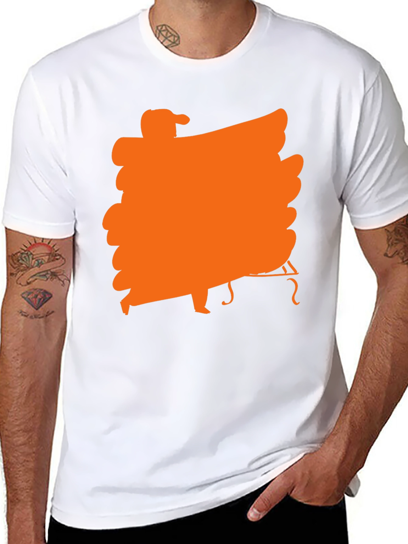 Black Black T-Shirt with Orange Musician Graphic view 8