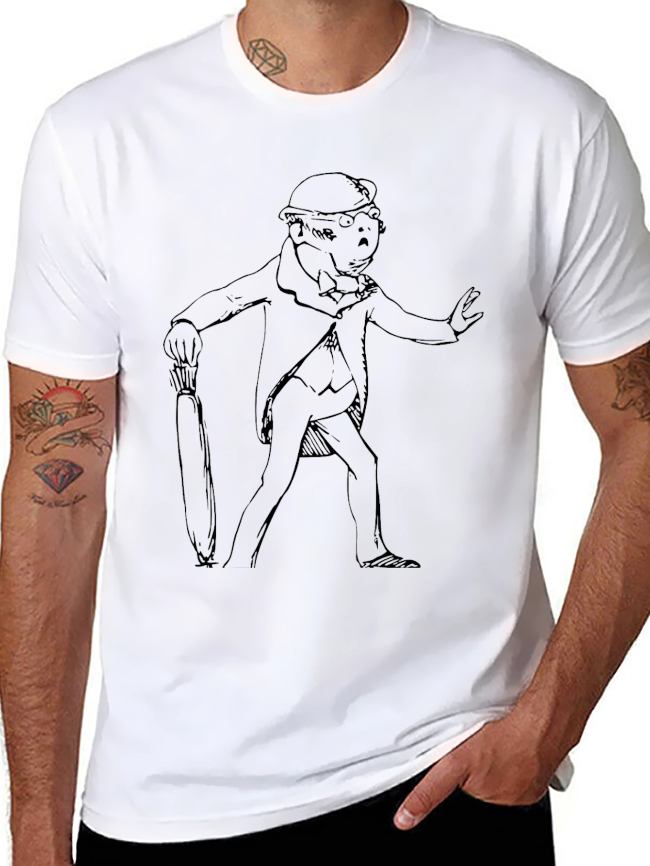 Black Sketchy Gentleman Black T-Shirt view 8