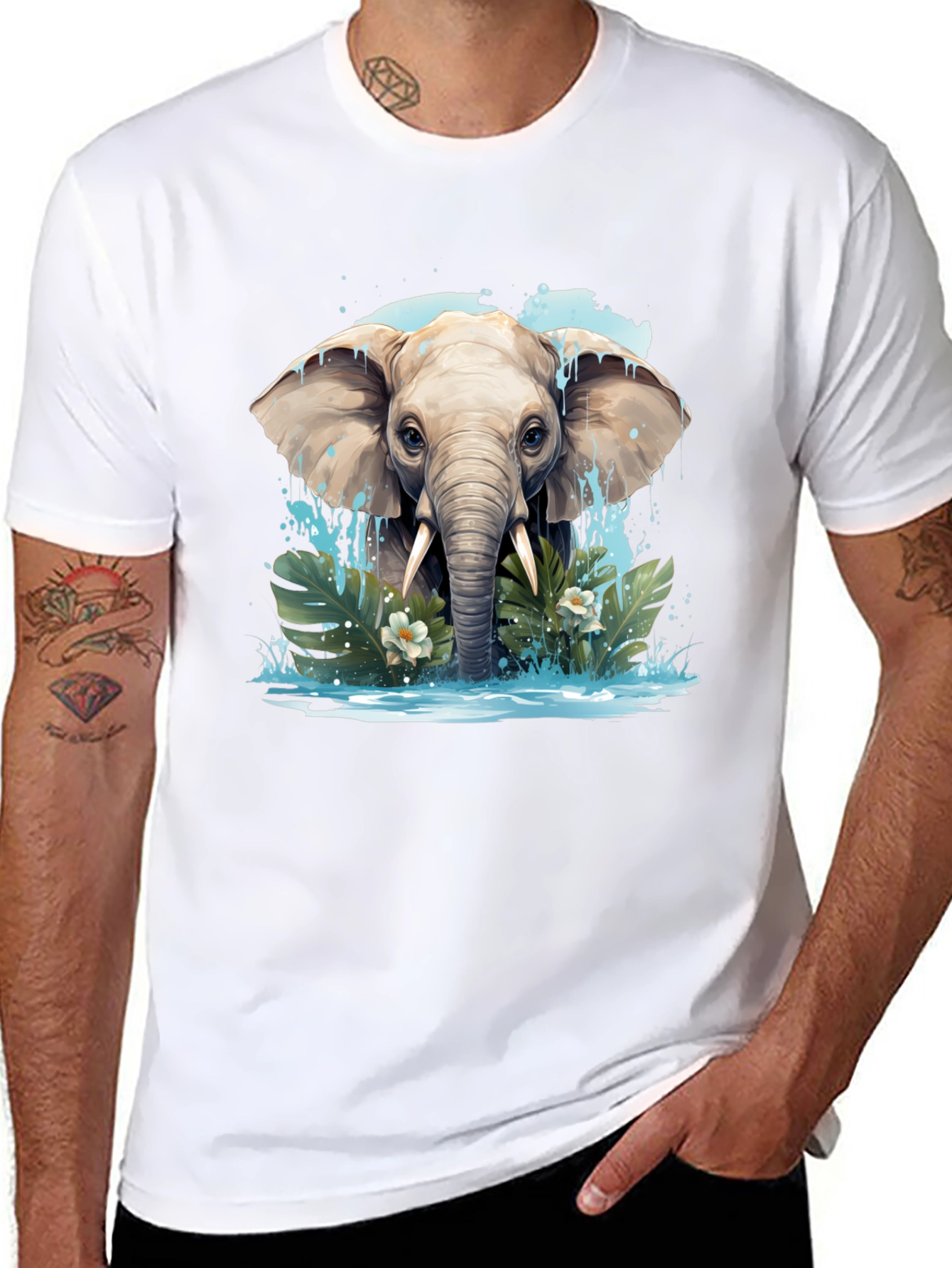 Black Elephant Graphic Tee - Black, Nature Inspired Design view 8