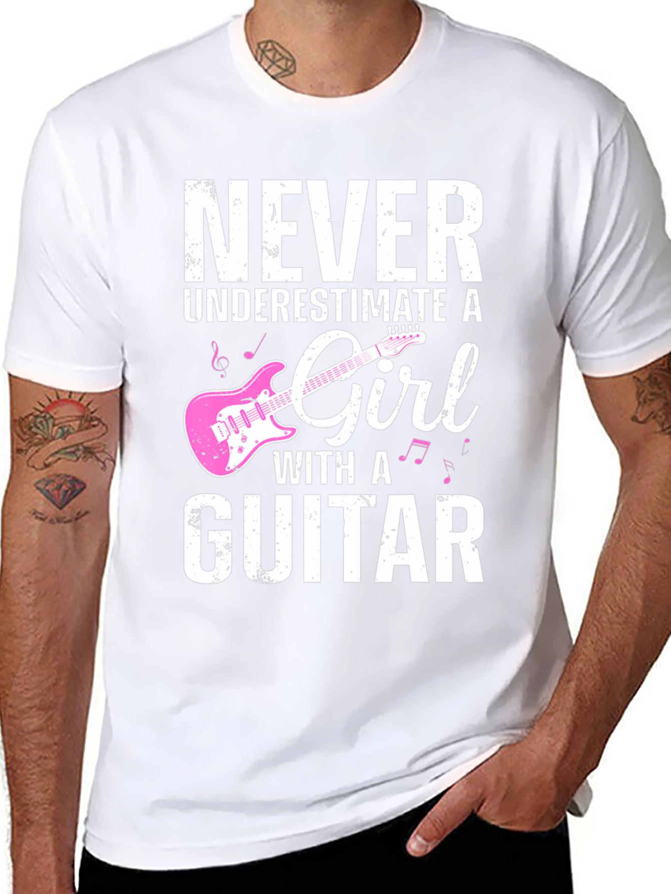 Black Never Underestimate a Girl With a Guitar T-Shirt view 8