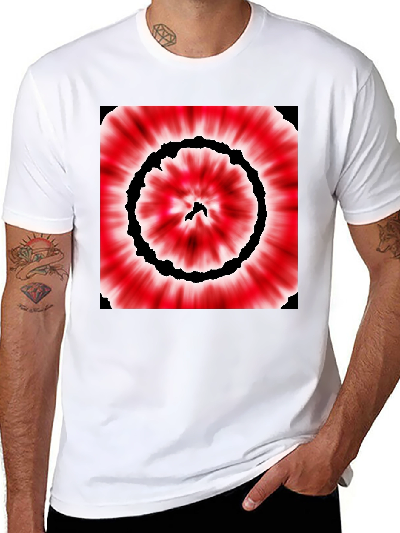 Black Red & Black Tie-Dye Style Graphic T-Shirt view 8