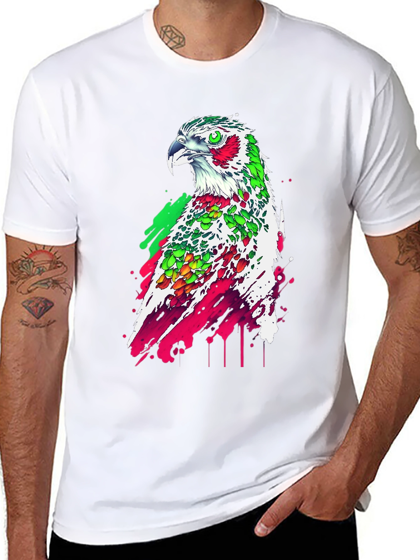 Black Abstract Eagle Graphic Tee view 8