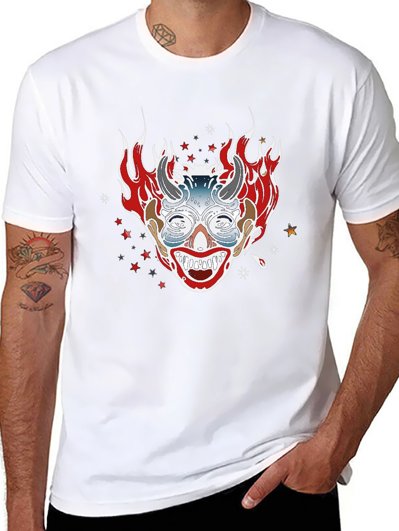 Black Fiery Clown Graphic Tee - Black view 8