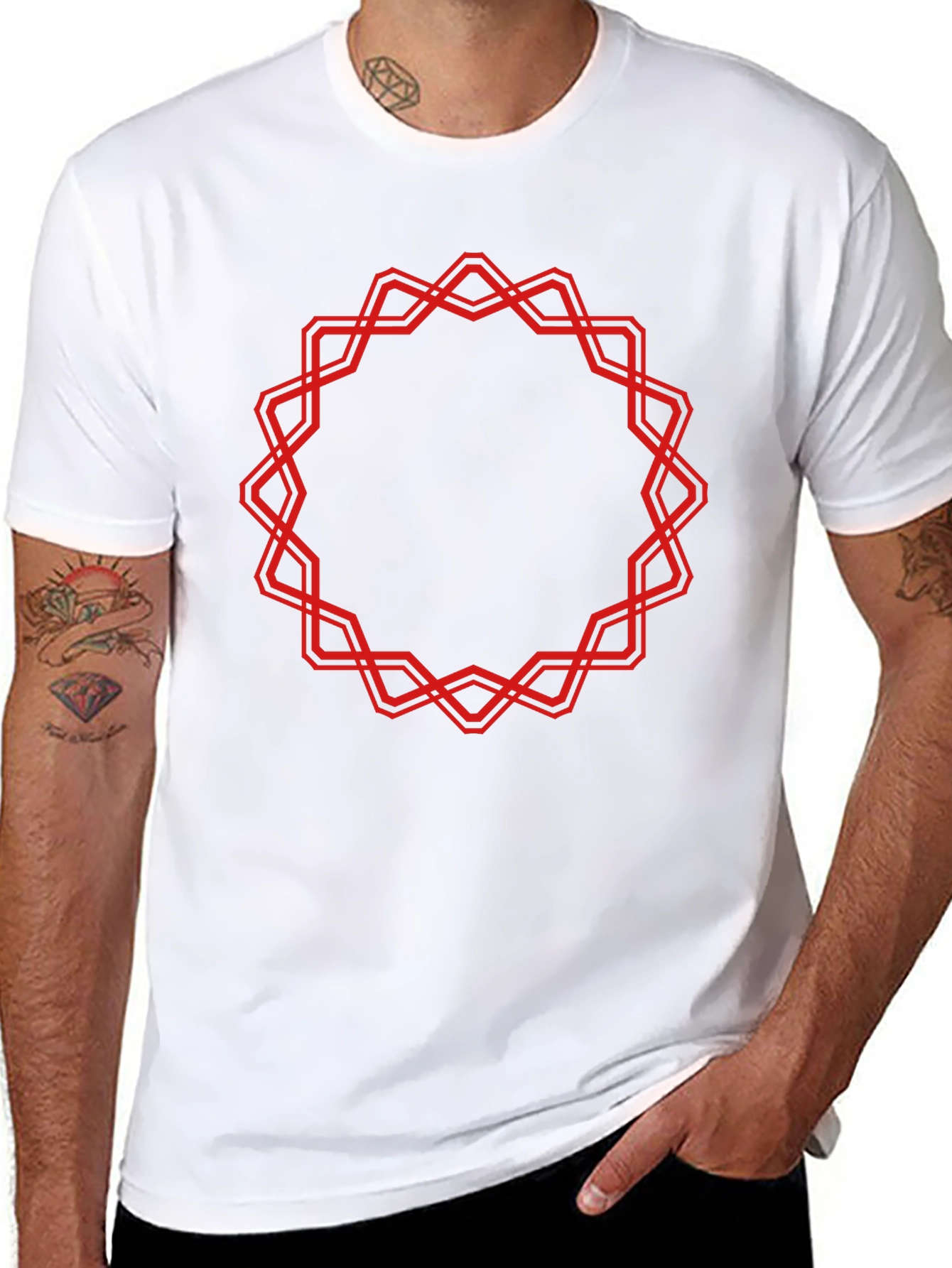 Black Geometric Circle Graphic Tee - Bold Statement T-Shirt view 8