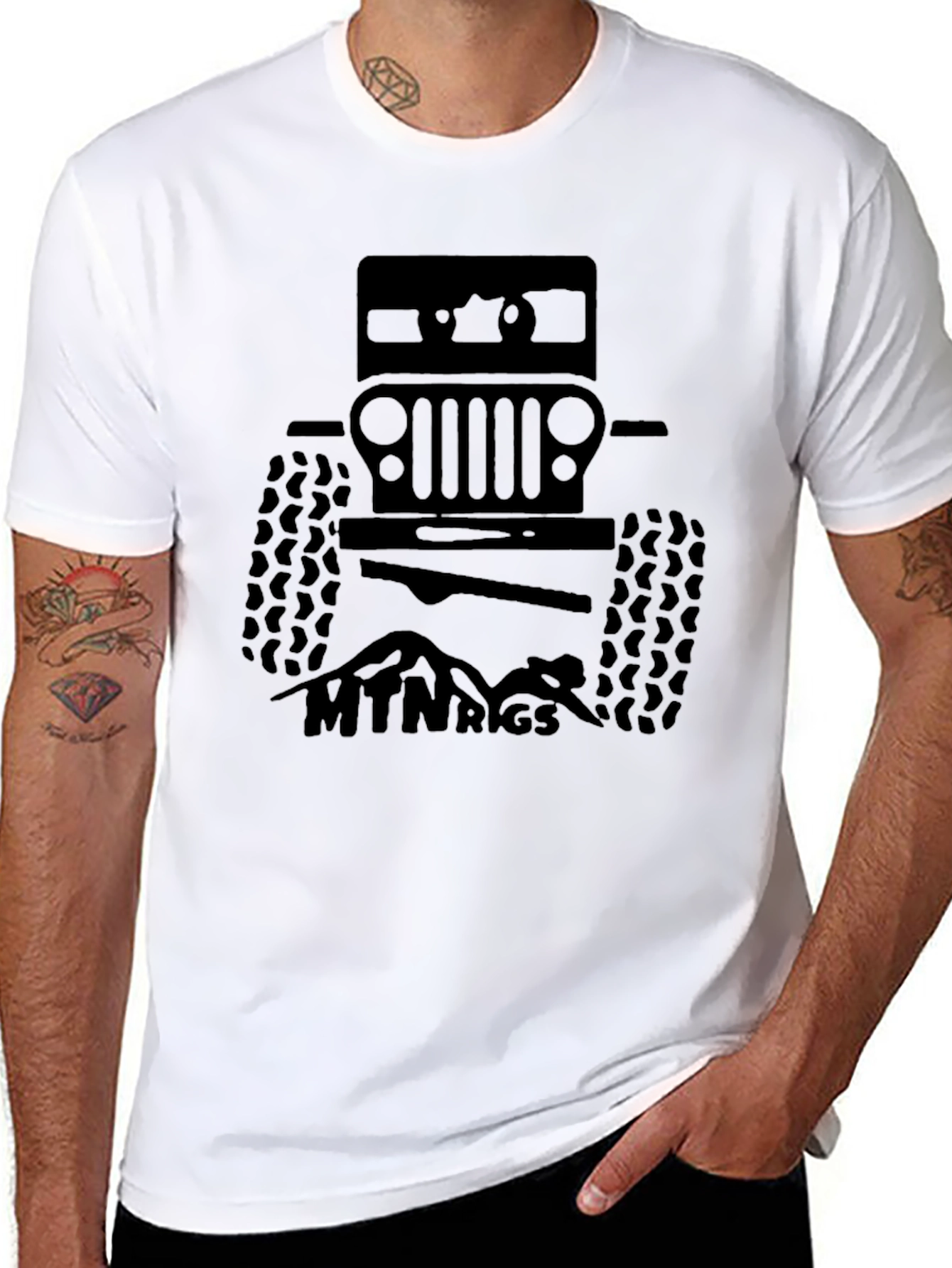 Black MTN Rigs Off-Road T-Shirt - Black Jeep Design view 8