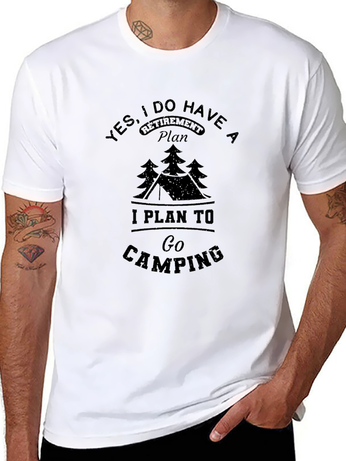 Black Retirement Camping Plan Graphic Tee view 8