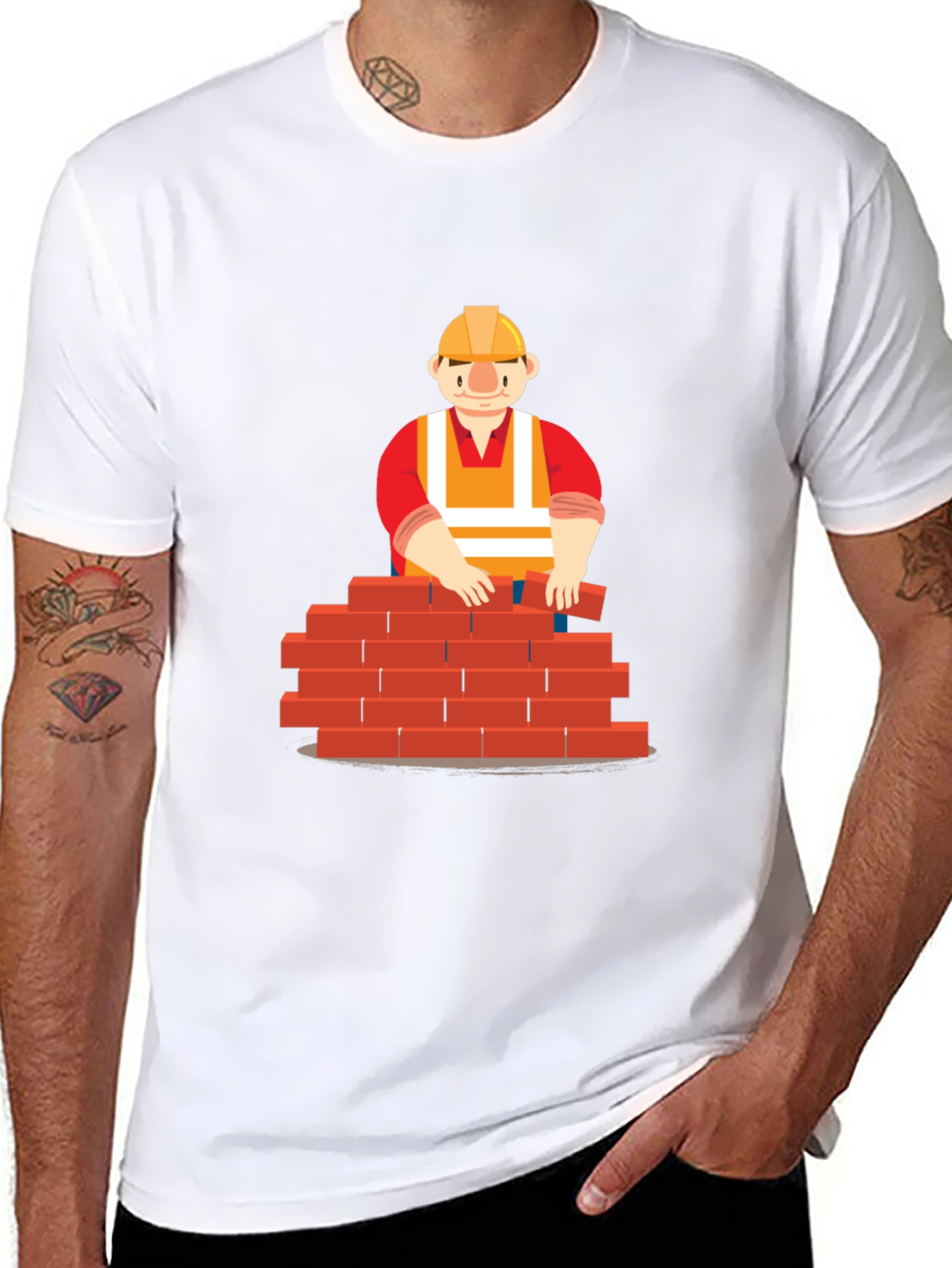 Black Bricklayer Graphic T-Shirt - Construction Worker Tee view 8